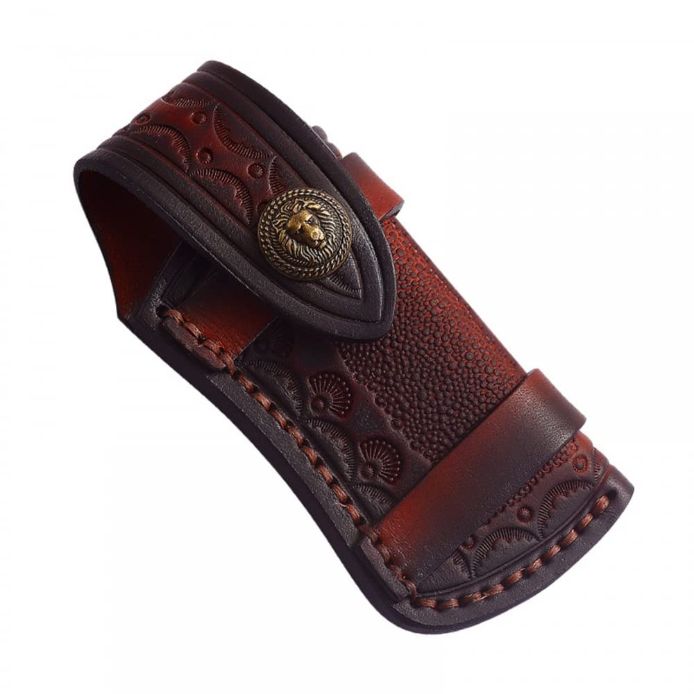 DONGKER 4 Inch Genuine Leather Knife Sheath - Belt Loop Holder for 4