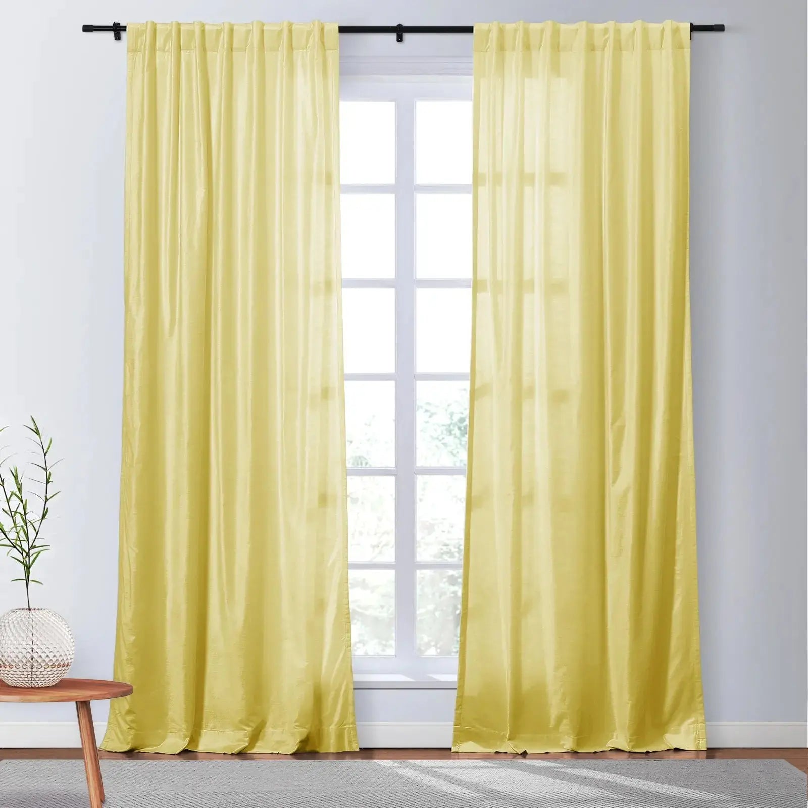 Veda Luster Cotton Velvet Drapery Soft Top - Luxury Window Curtains for Living Room & Bedroom - Blackout Drapes for Home Decor & Light Control