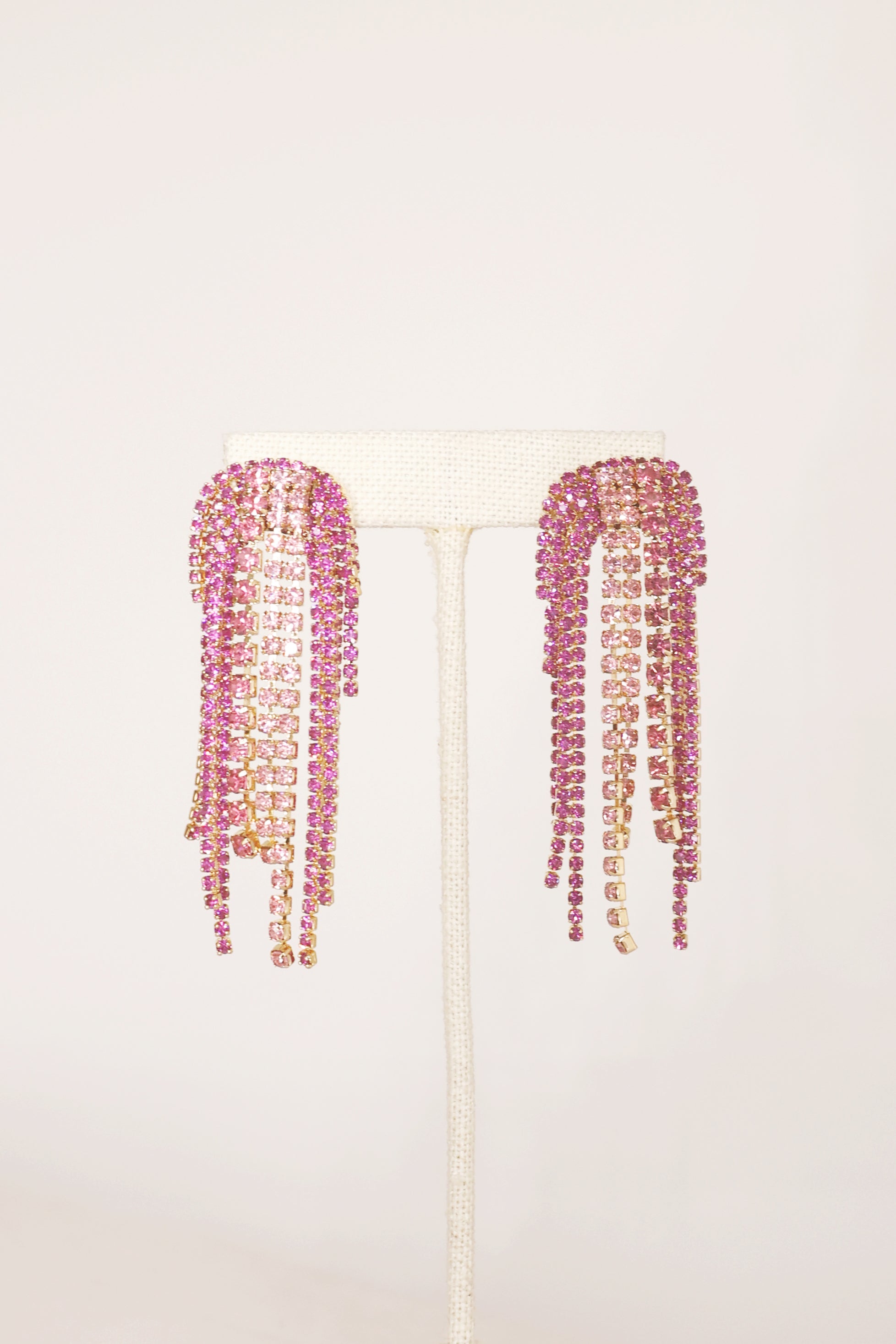Tiffany Fringe Earrings for Women - Pink Crystal Dangle Earrings | Elegant Party & Wedding Jewelry Gift