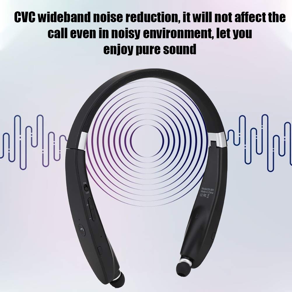 Foldable Neck Hanging Wireless Earphones SX 991 - Bluetooth Headset with Telescopic Design (Black) | Perfect for Workouts, Commuting & Hands-Free Calls