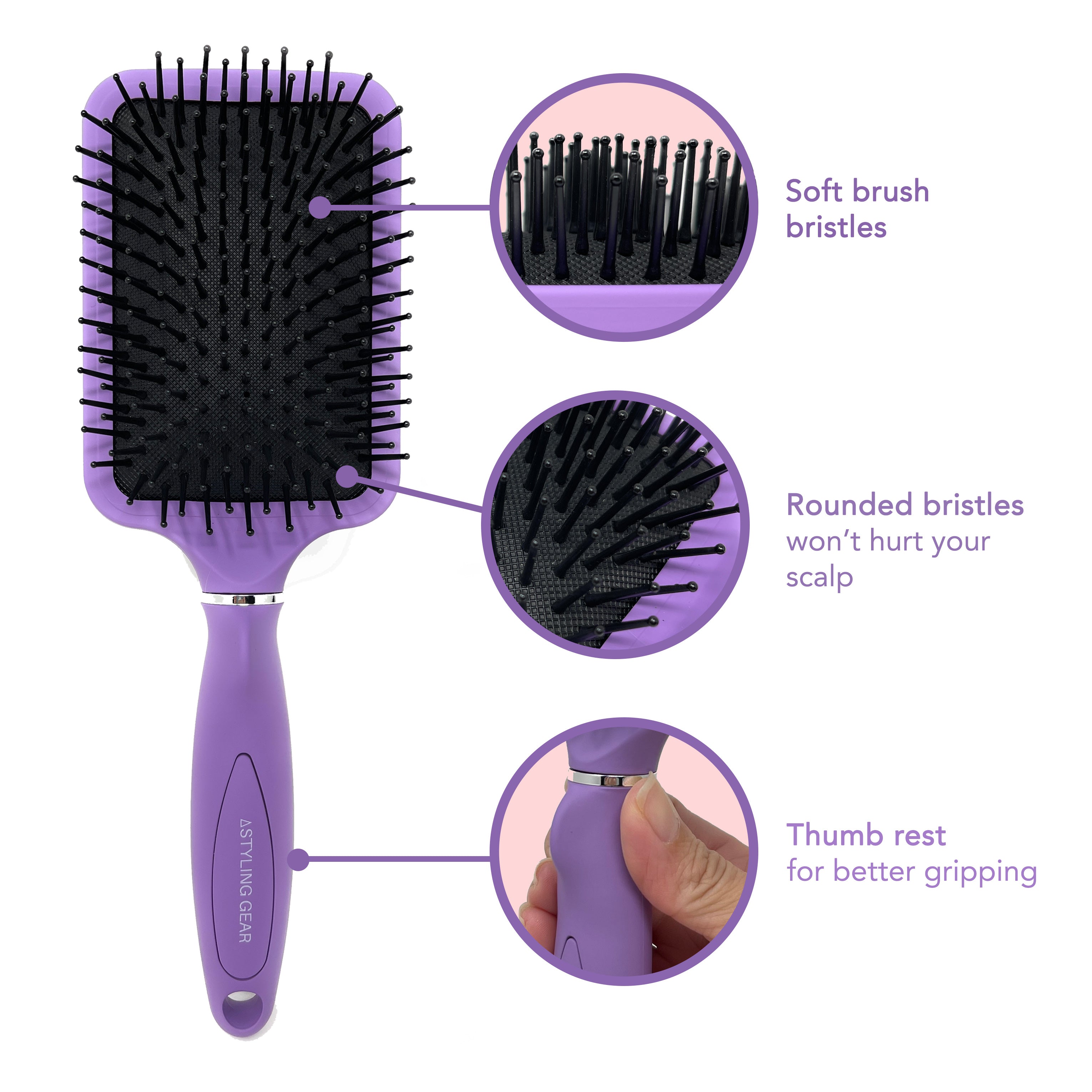 **Styling Gear 104 Hair Brush - Cushion Paddle Brush with 13 Rows for Thick Hair - Detangling & Smoothing Hairbrush for Women - Perfect for Daily Styling & Salon Use**