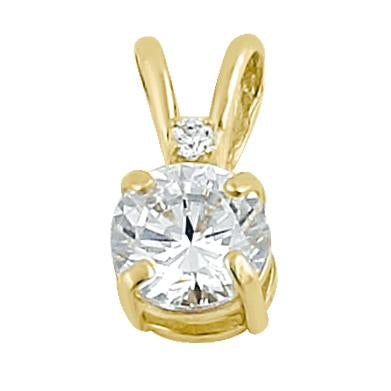 14K Solid Yellow Gold Round CZ Pendant Necklace - Elegant Clear Cubic Zirconia Jewelry for Women, Perfect for Parties, Weddings & Everyday Wear