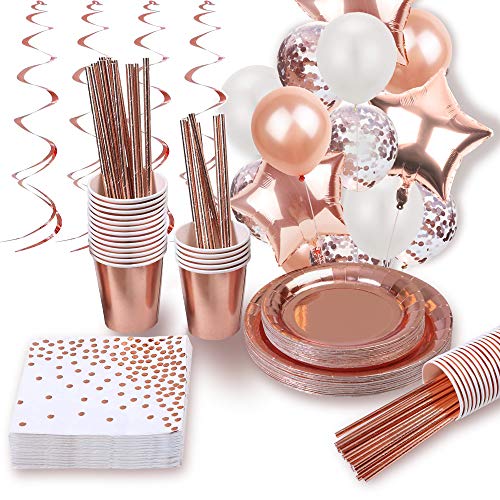 Rose Gold Party Decorations Set With Balloons
