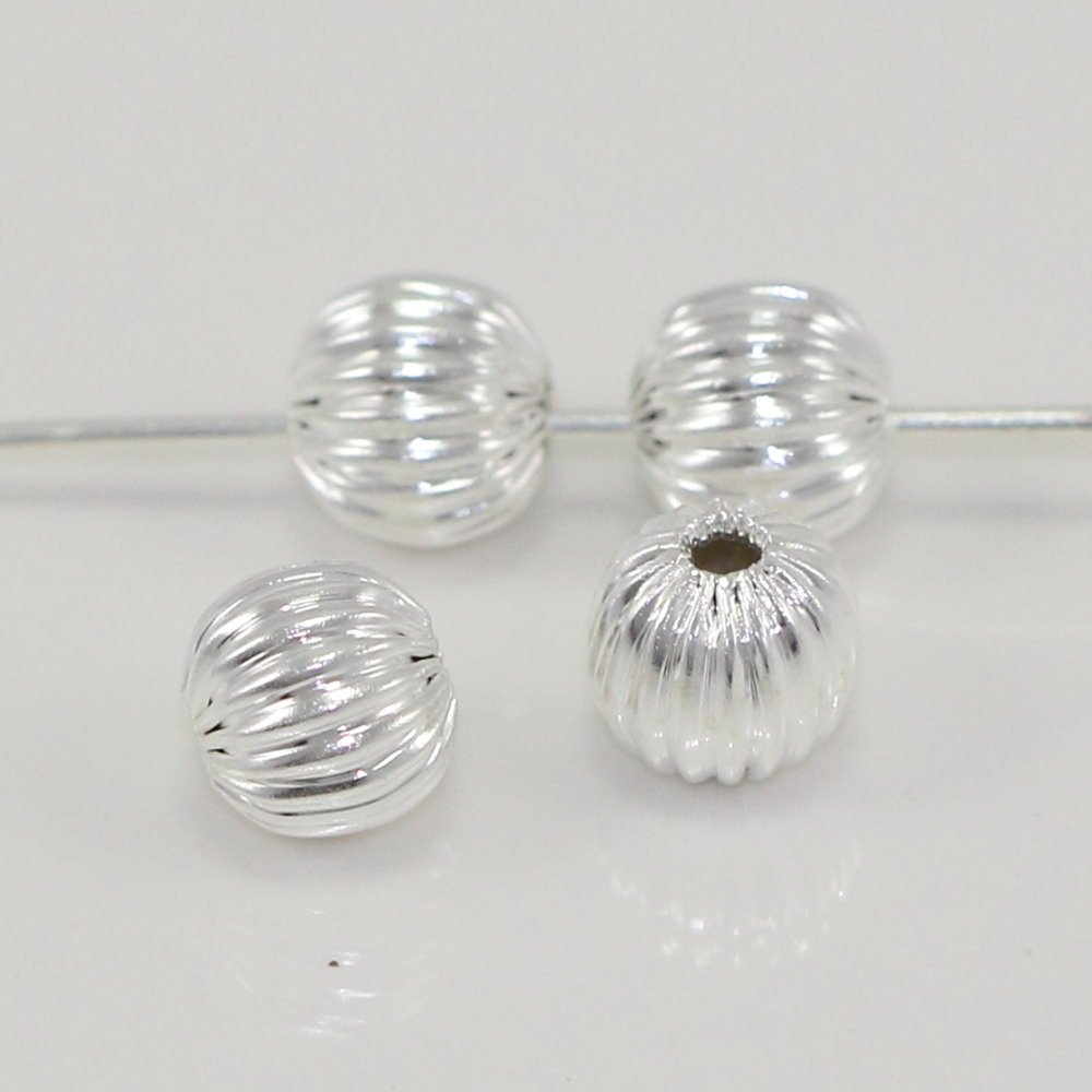 100pcs 4mm Round Spacer Beads - Sterling Silver Plated Brass Jewelry Making Supplies for DIY Bracelets, Necklaces & Craft Projects | Melon Design Tiny Loose Beads CF109-4
