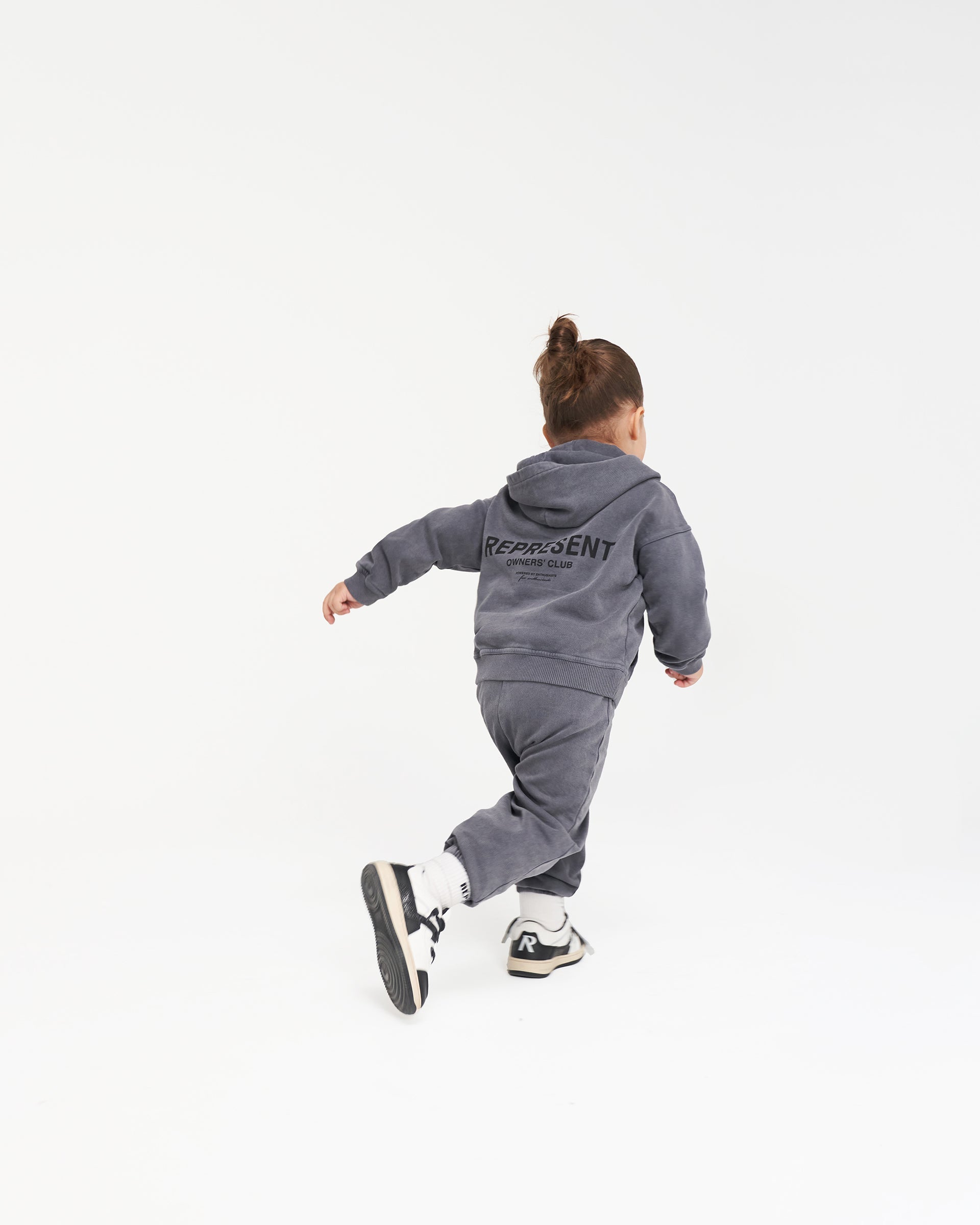 Represent Mini Owners Club Hoodie - Storm Gray Pullover Hooded Sweatshirt for Women | Streetwear Fashion | Casual Outfit & Lounge Wear