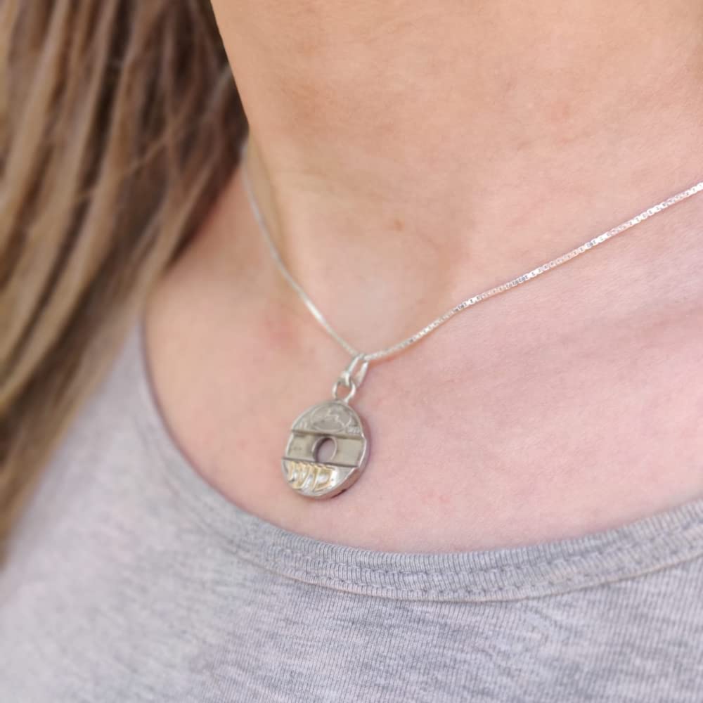 Handmade Antique Israeli Phone Token Coin - Personalized Hebrew Name Pendant Necklace in 925 Sterling Silver with 16