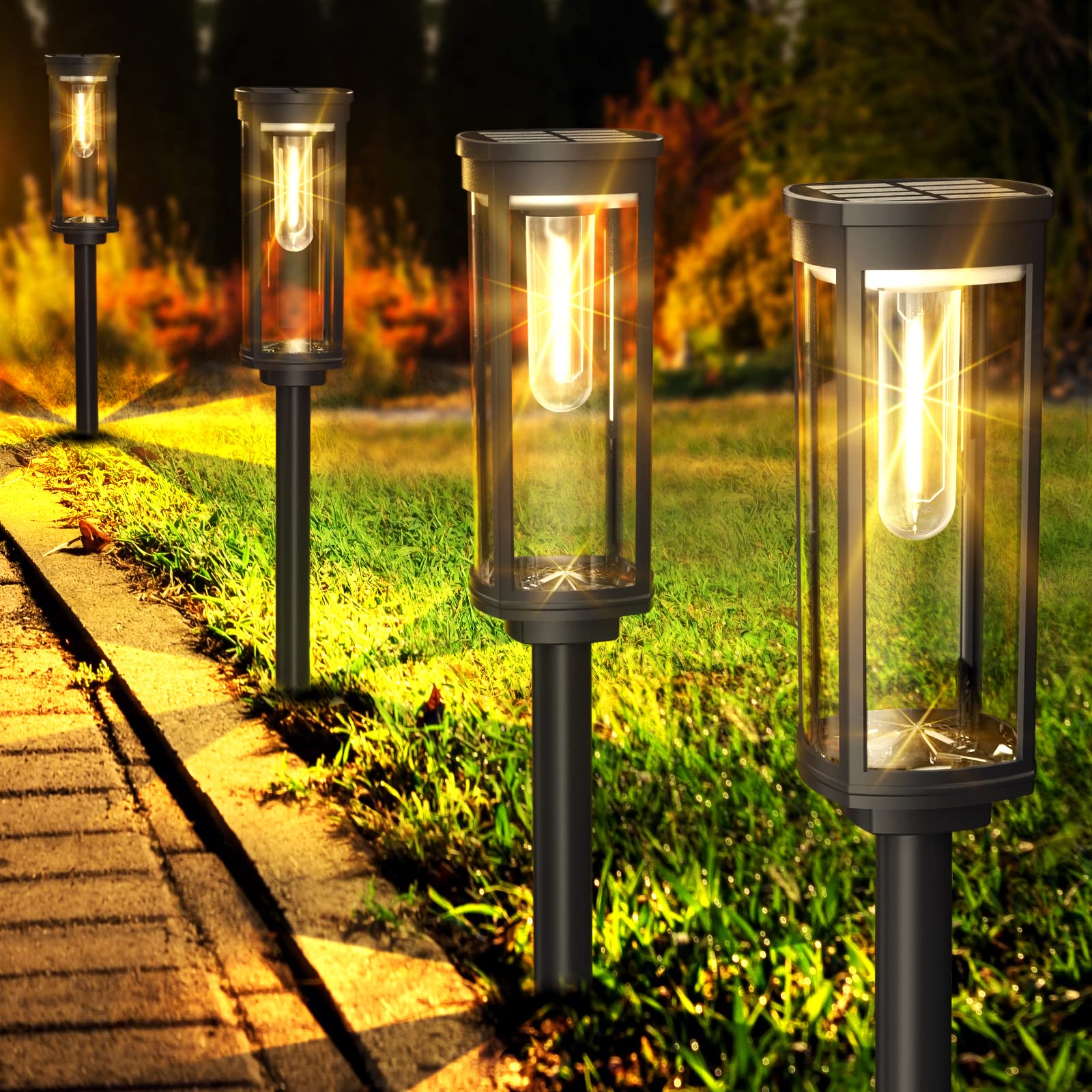 Solar Pathway Lights Outdoor 6 Pack - Waterproof Solar Walkway Lights for Driveway, Lawn, Patio & Yard | Bright LED Landscape Lighting for Garden, Sidewalk & Outdoor Decor | Energy-Efficient Solar Powered Lights for Nighttime Safety & Ambiance