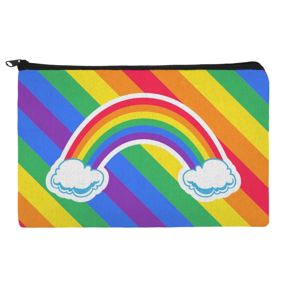 Double Rainbow with Clouds Pencil Case - Waterproof Zipper Pouch Organizer for Pens, Markers & Art Supplies - Perfect for School, Office & Travel Accessories Storage