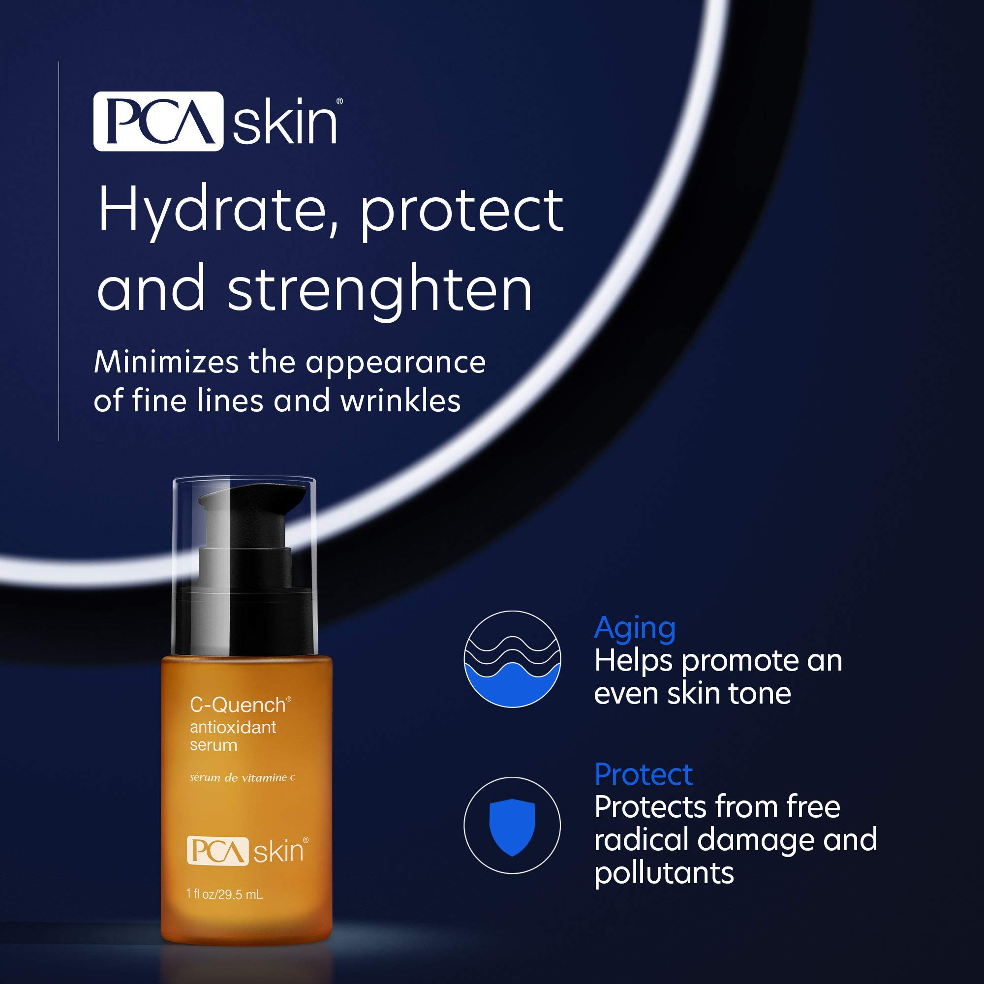 PCA SKIN Vitamin C Quench Antioxidant Protective Face Serum - Anti-Aging Hydrating Facial Corrector with Hyaluronic Acid for Fine Lines & Wrinkles, Best for Oily & Acne-Prone Skin (1 fl oz) | Brightening & Hydrating Daily Skincare for Glowing Complexion