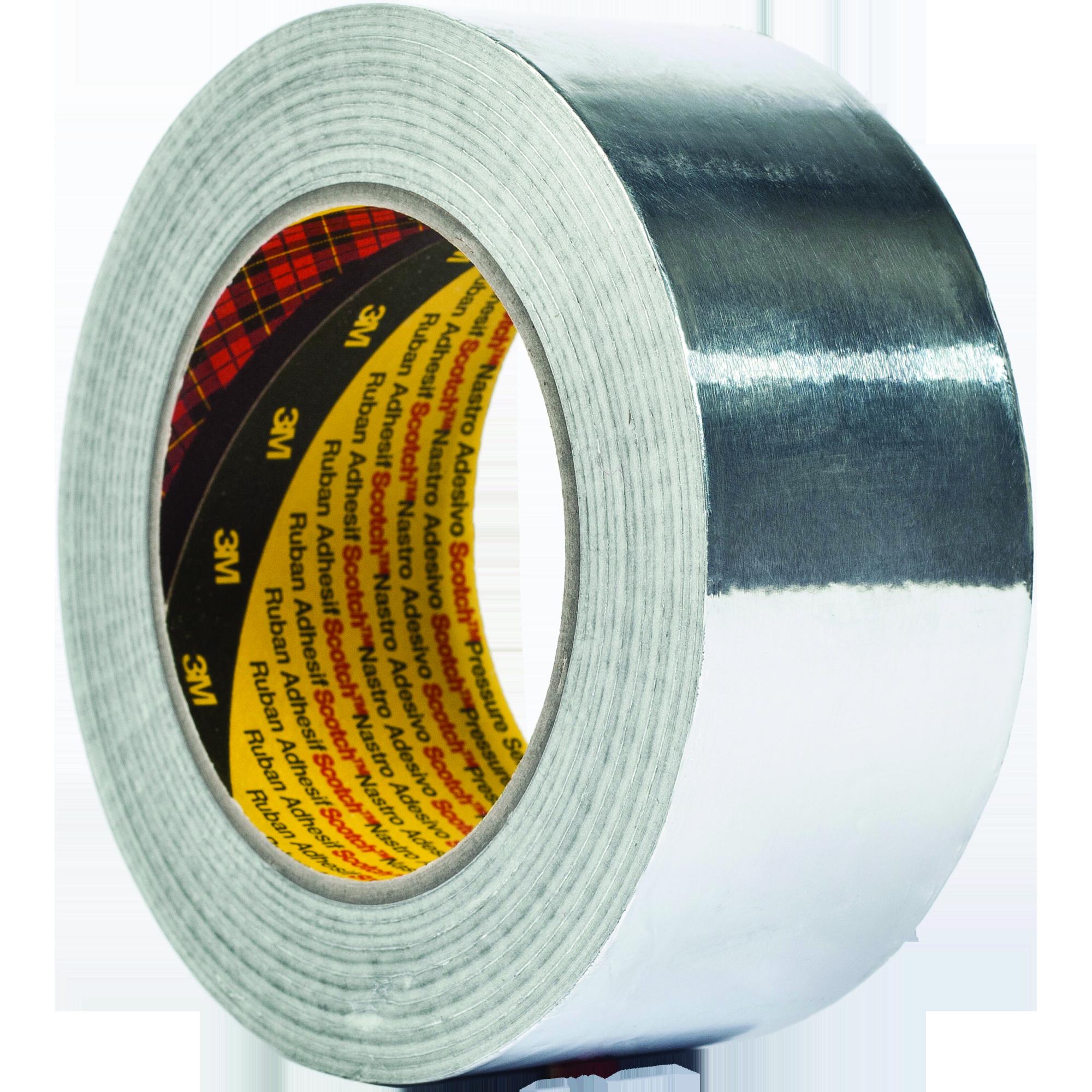 3M 427 Heavy Duty Aluminum Foil Tape - 1 Inch x 60 Yards, Silver, 4.6 Mil Thickness (48 Rolls/Case) - HVAC, Duct Sealing, Insulation & Metal Repair for Home & Industrial Use
