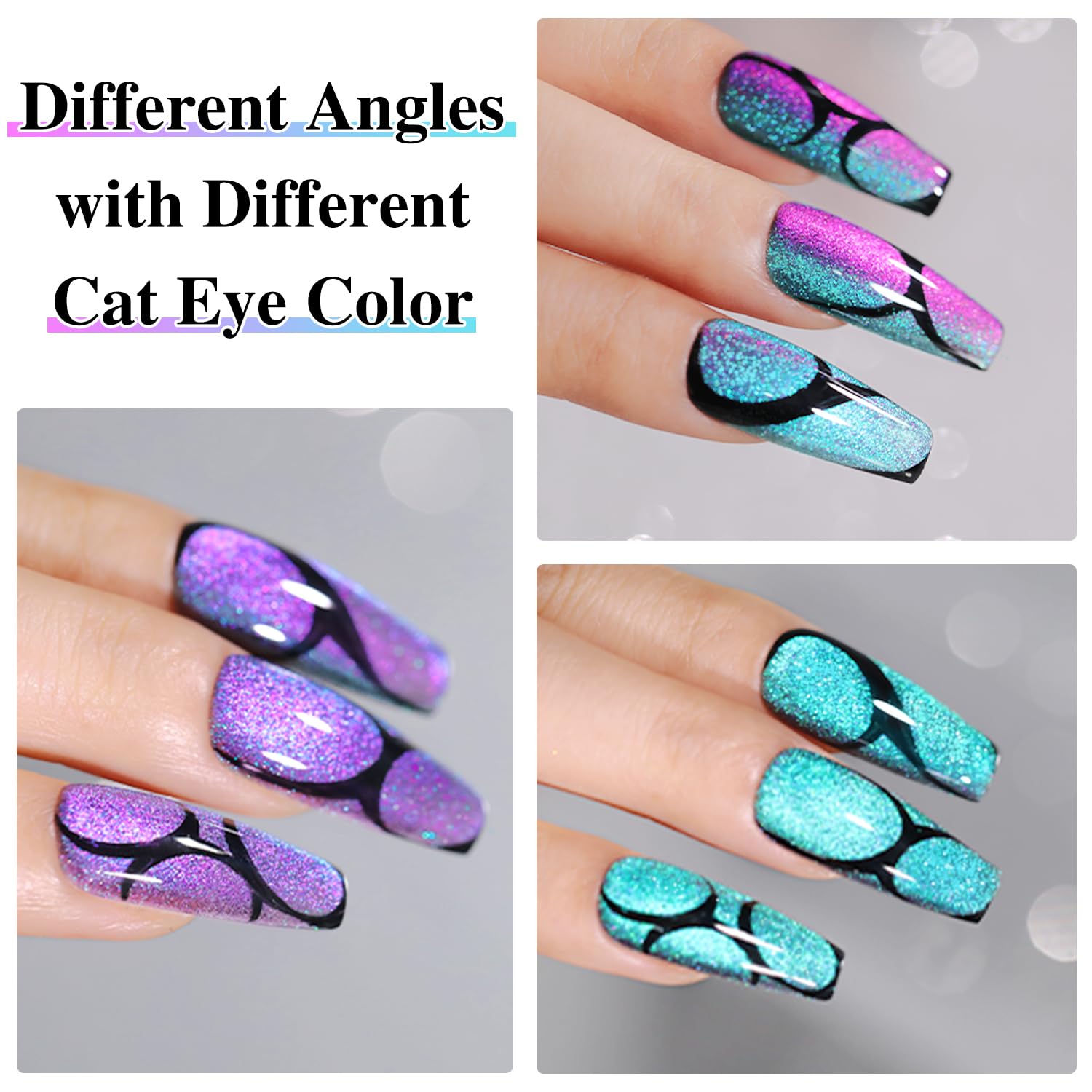Double Rhythm Jelly Glass Cat Eye Gel Nail Polish with Magnet - 15ML Holographic Glitter Magnetic Nail Polish (Blue Purple-MC1049) - Salon Quality DIY at Home Gel Polish for Manicures, Nail Art & Special Occasions