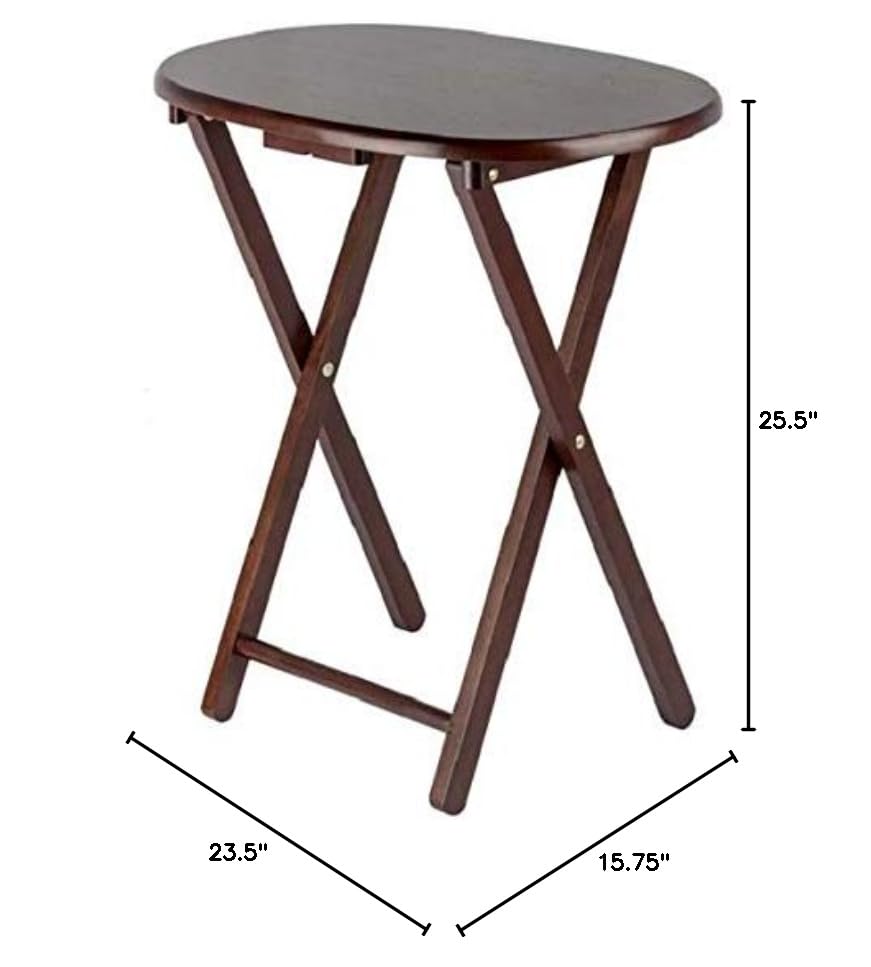 Contemporary Home Living Set of 5 Cappuccino Brown Wooden Snack Tables with Storage Stand, 25.50