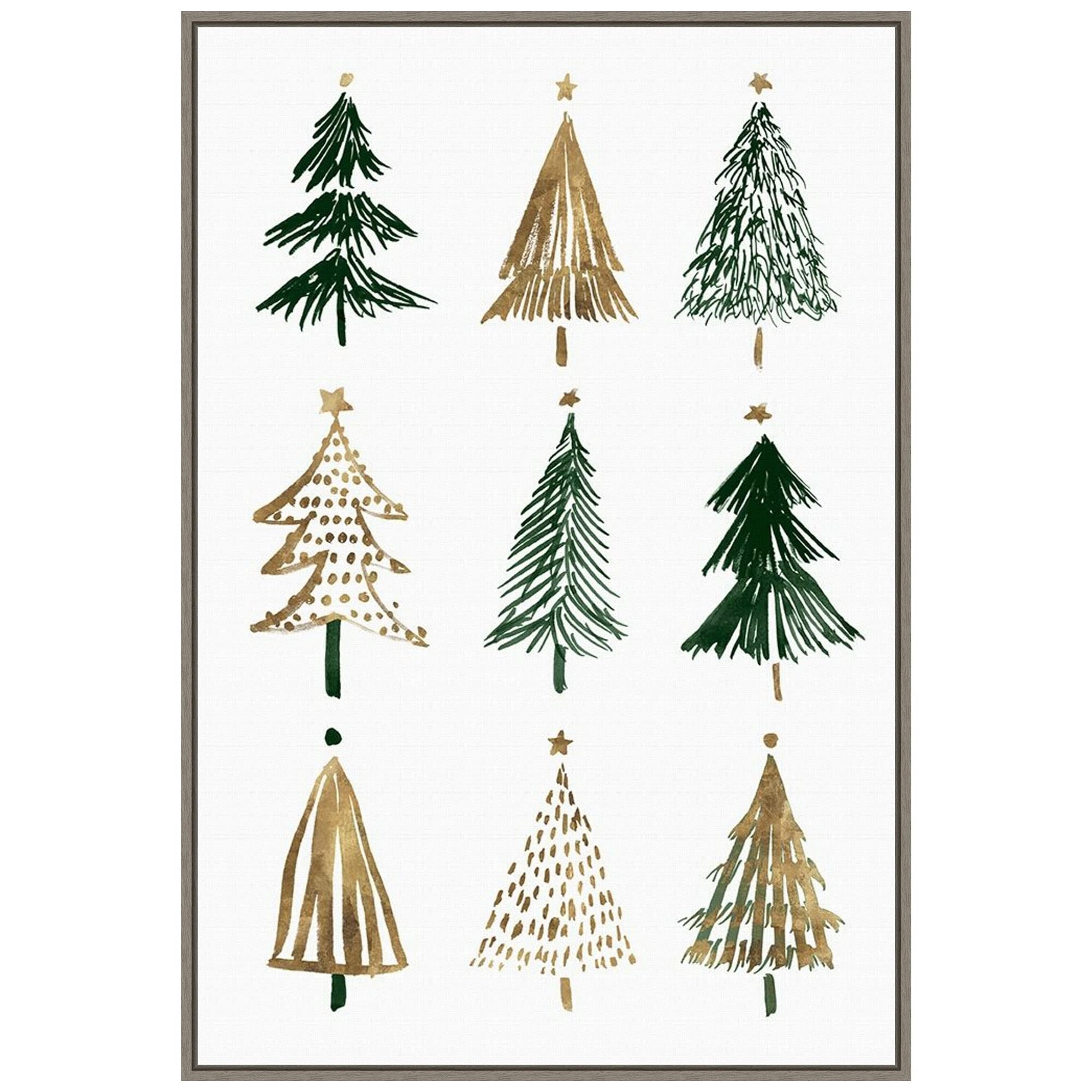 Amanti Art Framed Canvas Wall Art - 33x23 Evergreen Trees II by Isabelle Z, Rustic Farmhouse Decor, Large Framed Poster Painting for Living Room, Bedroom, Bathroom | Perfect for Holiday Decorations, Housewarming Gifts & Cozy Home Styling