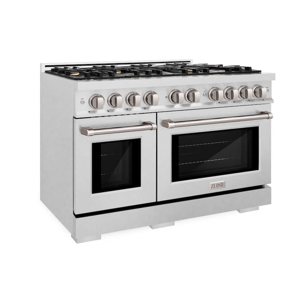 ZLINE 48-Inch 6.7 cu. ft. Dual Fuel Range with Double Oven - 8 Brass Burners in Satin Stainless Steel (HDRS BR 48) | Professional Gas Stove for Home Kitchen Cooking, Baking & Entertaining