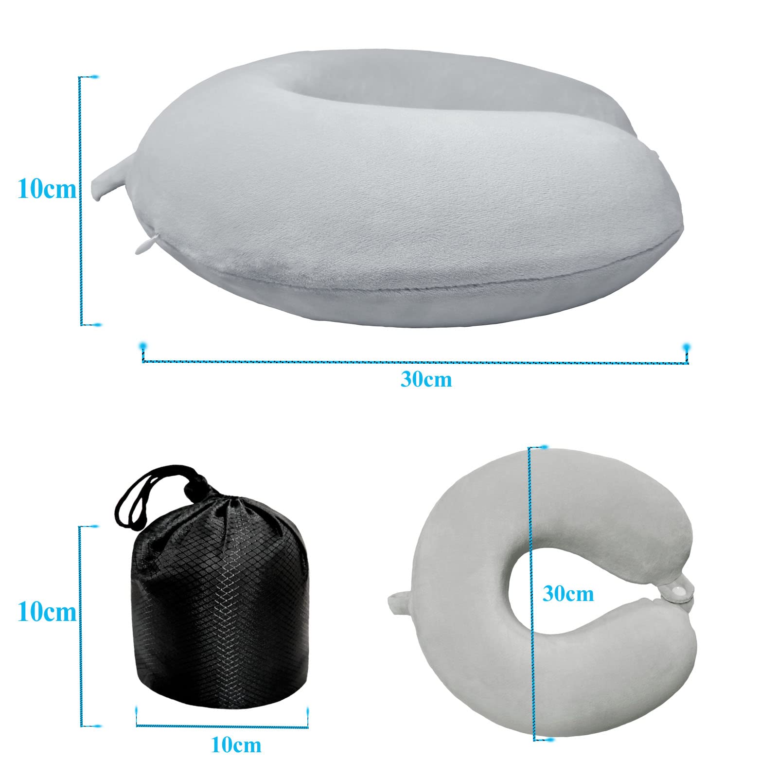 NavoX Memory Foam Travel Neck Pillow with Sleep Mask, Earplugs & Carry Pouch - Ergonomic Support for Airplane, Car, Office & Camping - Lightweight & Portable for Comfortable Sleep Anywhere