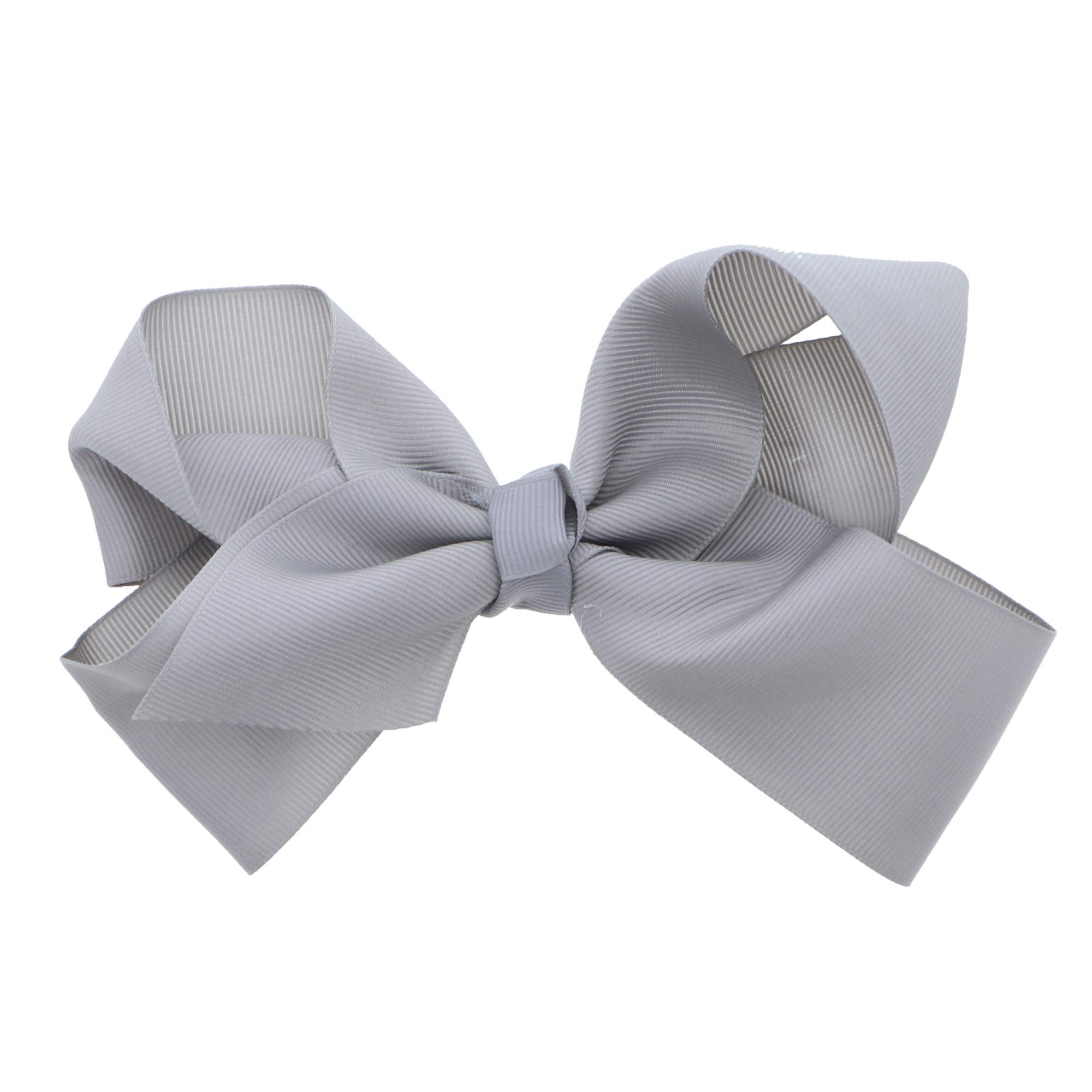5.5 Inch Grosgrain Hair Bow Clip For Women And Girls - Grey Elegant Hair Accessory For Parties, Weddings & Everyday Style