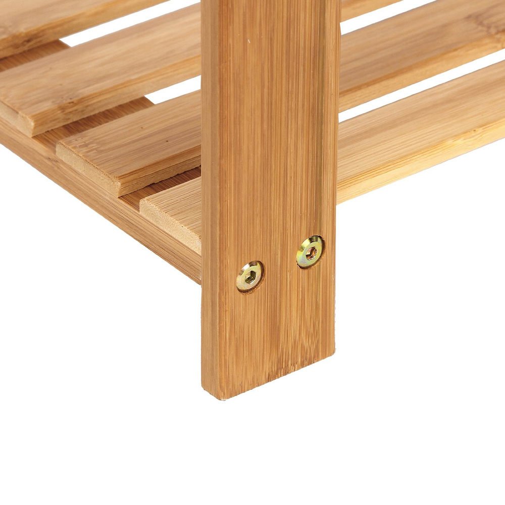 Lykos Bamboo Shoe Storage Bench - Entryway Organizer with Rack Shelf for Boots & Shoes - Perfect for Hallway, Mudroom, or Closet Organization