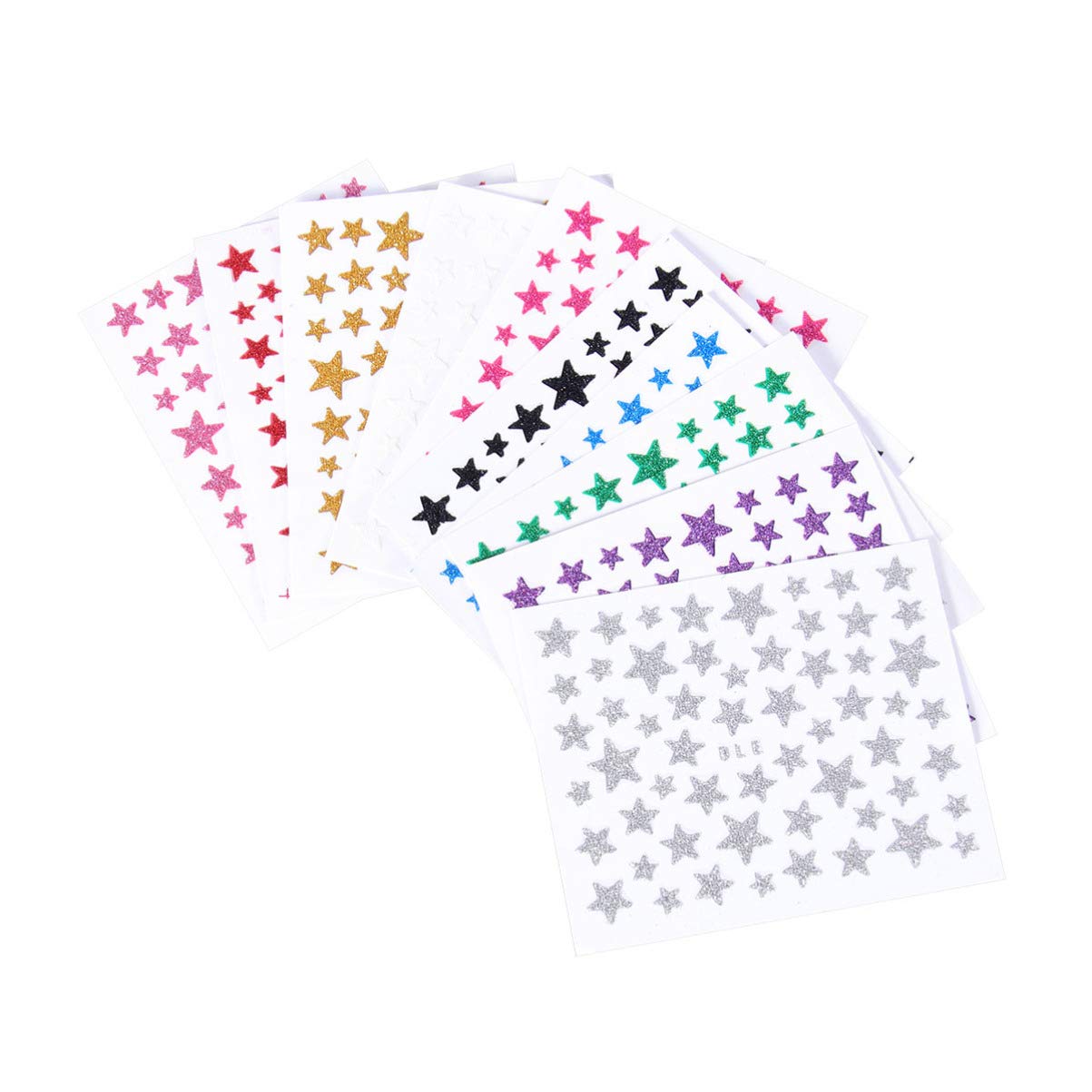 Lurrose 10 Sheet Glitter Star Nail Art Stickers - DIY Self-Adhesive Nail Decals for Women & Girls - Perfect for Parties, Salons & Home Manicures