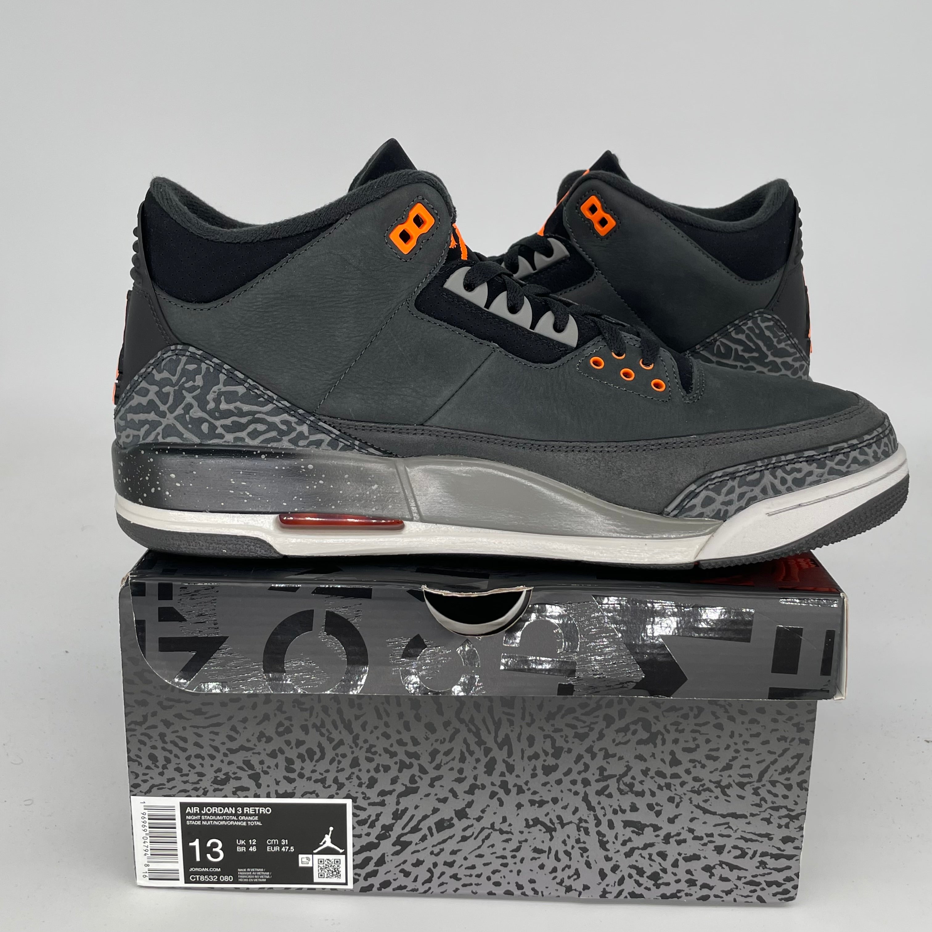 AIR JORDAN 3 FEAR Basketball Shoes Men's Size 13 - Retro Style Sneakers CT8532-080 for Streetwear & Casual Outfits