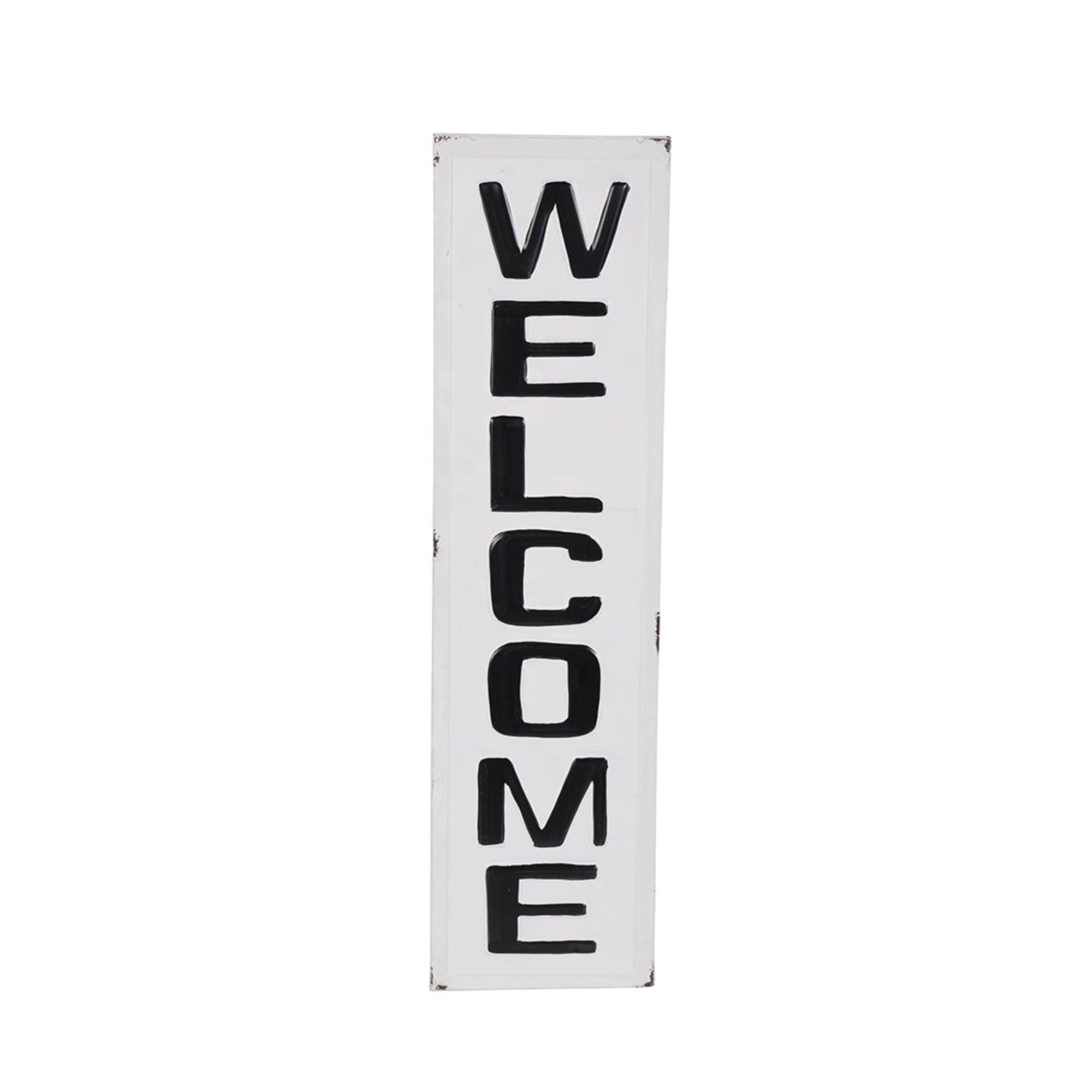 Distressed White Welcome Sign - 35.4 Inch Rustic Farmhouse Entryway Decor for Front Door, Porch & Home