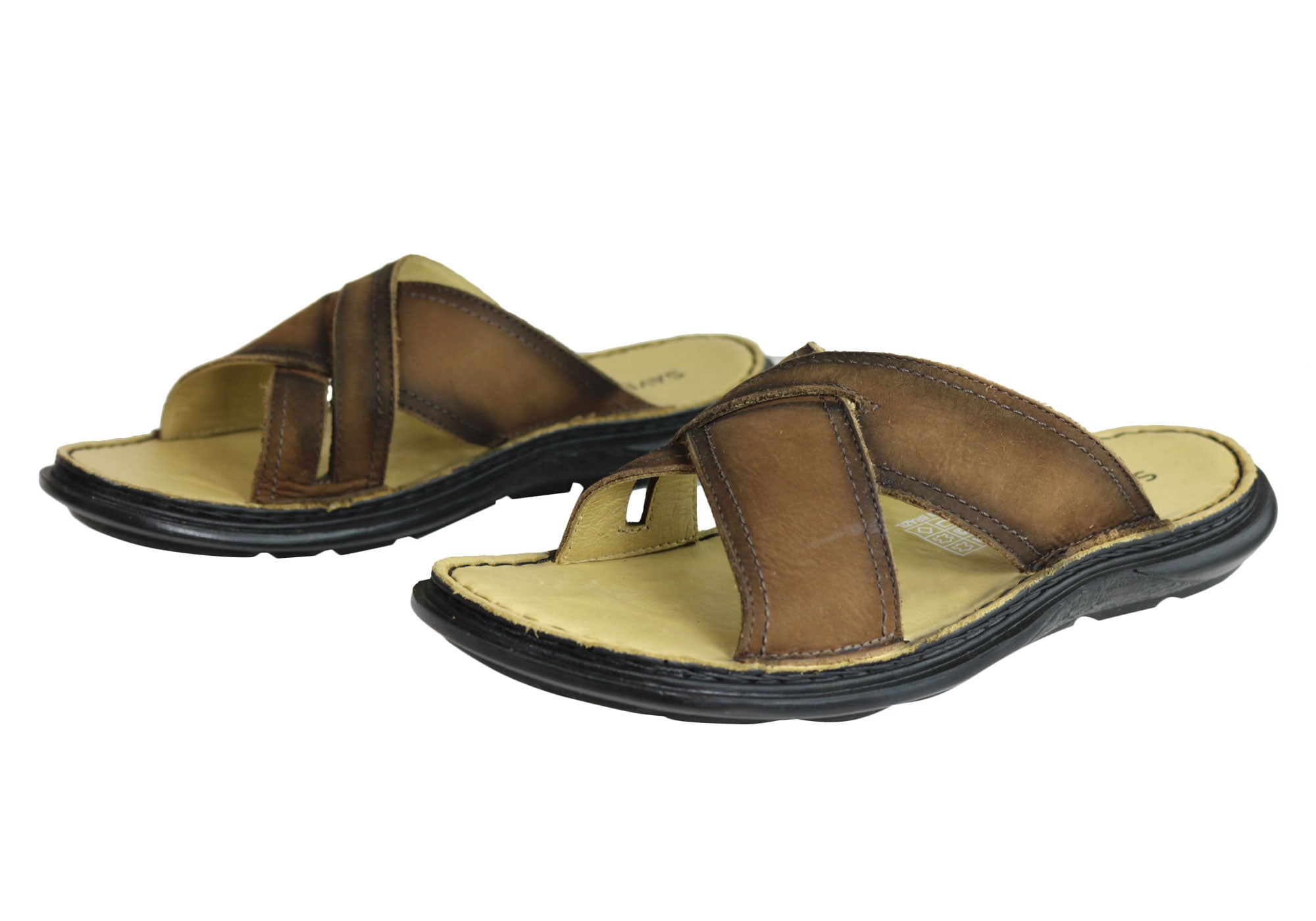 Savelli Kobes Men's Leather Comfort Slide Sandals - Handmade in Brazil - Premium Casual & Beach Footwear for Summer