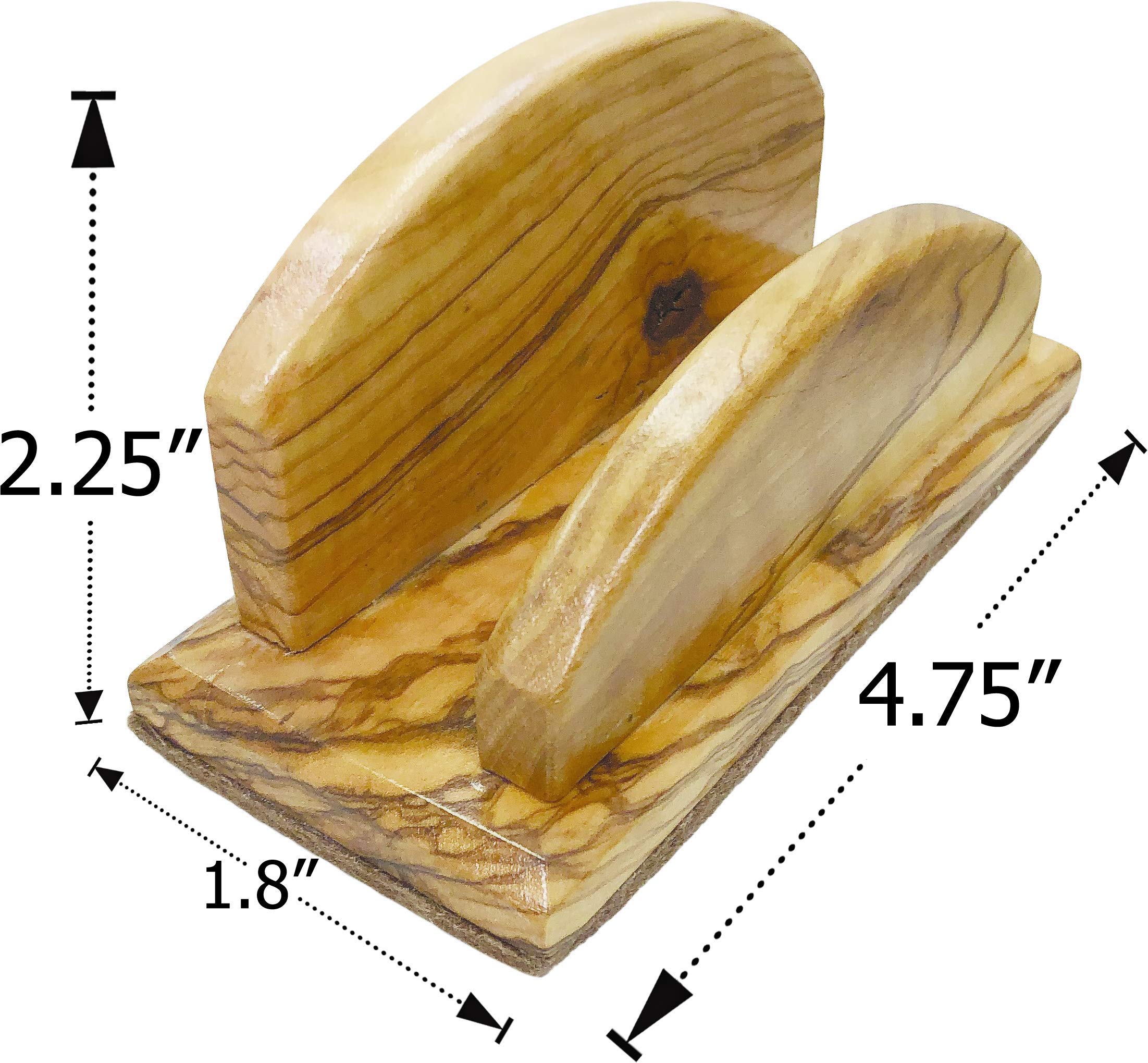 Handmade Holy Land Olive Wood Business Card Holder - Premium Solid Wood Desktop Organizer for Professionals, Executive Gift for Office, Home & Corporate Events