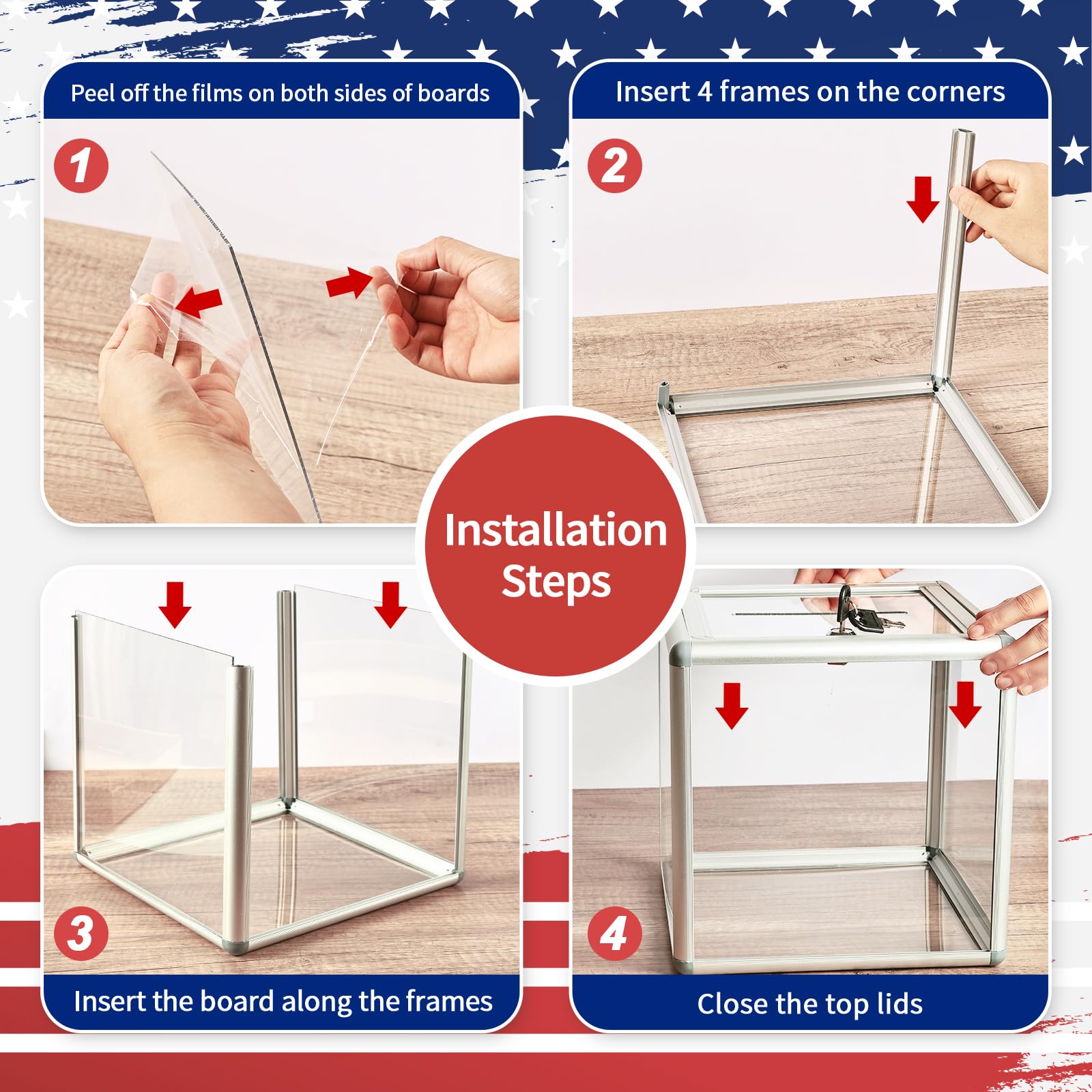 10x10x10 Inch Lockable Acrylic Donation Box with Slot - Secure Ballot & Suggestion Box for Cash Storage, Fundraising, Voting, Charity Events, Tips Collection & Office Use