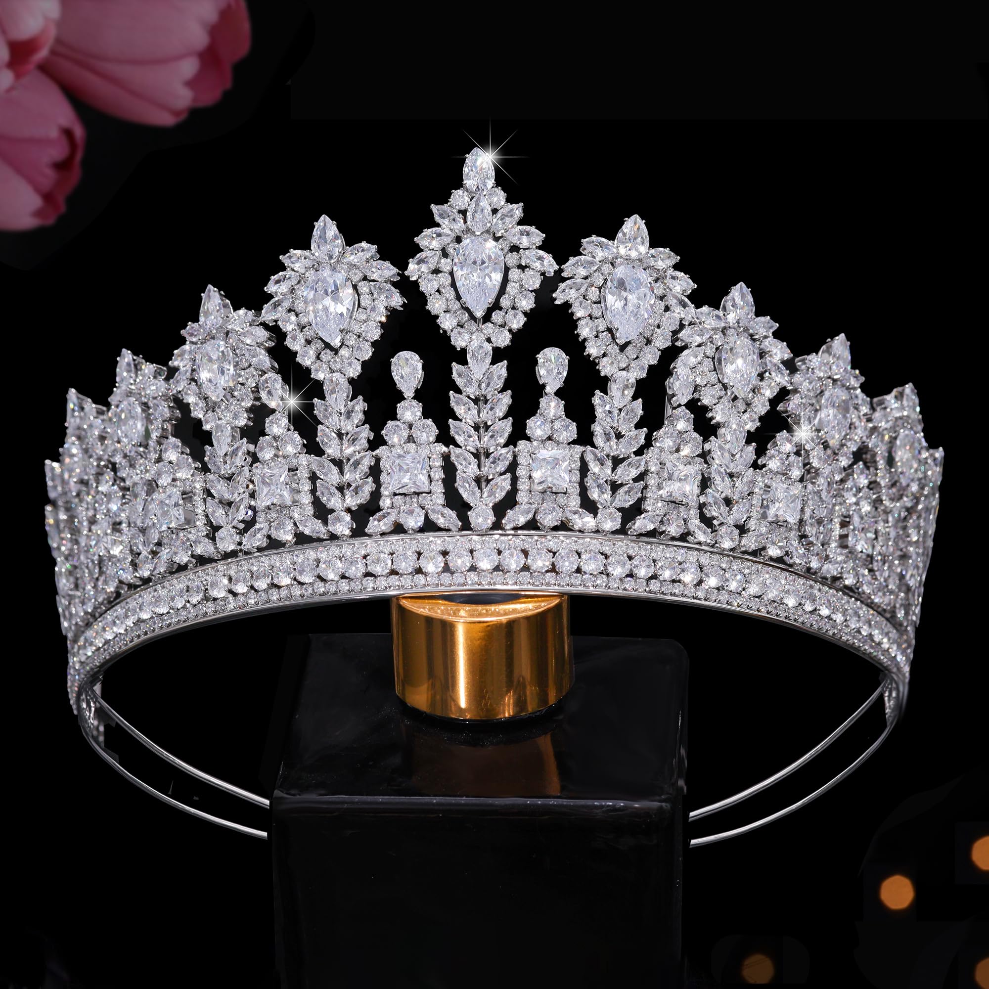 Jorsnovs Cubic Zirconia Princess Crown Tiara - Elegant Silver CZ Wedding Headpiece for Women & Girls | Perfect for Quinceañera, Bridal, Prom & Special Occasions