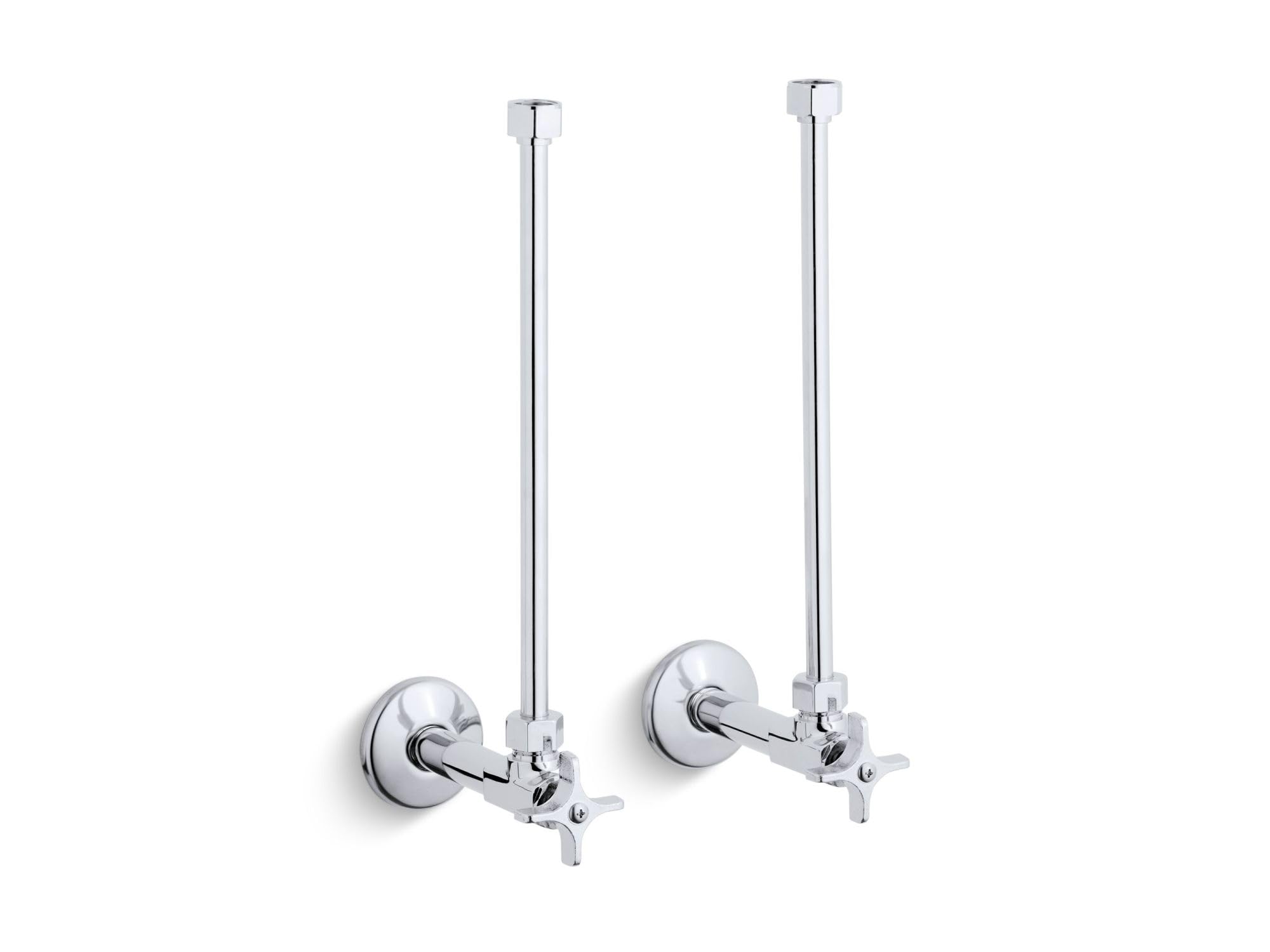 KOHLER 1/2-in NPT Angle Stop Valve Supply Lines with Cross Handle & Annealed Vertical Tube - Perfect for Bathroom Sink, Toilet & Plumbing Installations