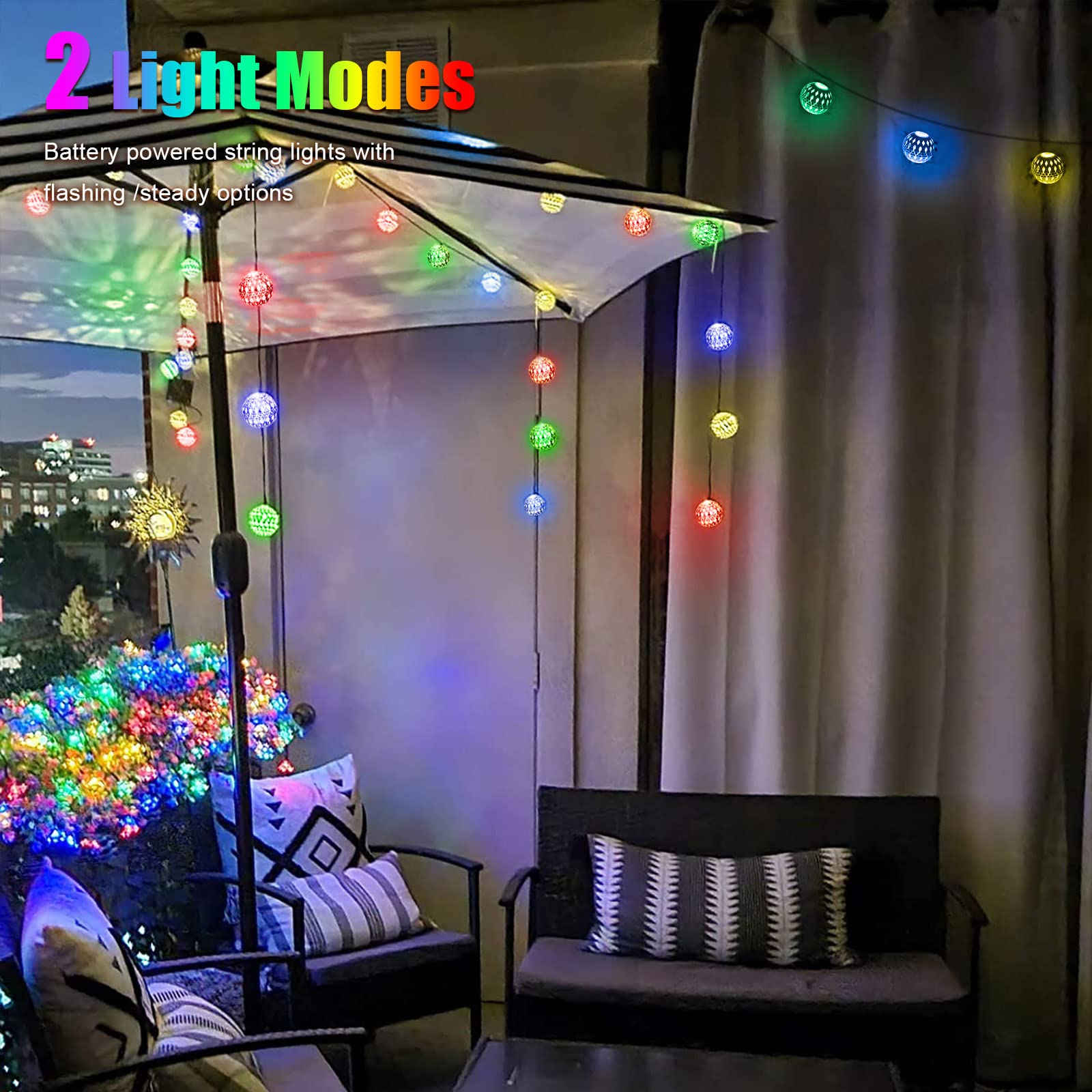 20 Ft LED Globe String Lights - 40 Balls (0.98in) Battery Powered Moroccan Fairy Lights for Indoor, Bedroom, Party, Birthday & Christmas Tree Decor - Perfect for Wedding Backdrops, Garden Parties and Cozy Home Ambiance (Batteries Not Included)