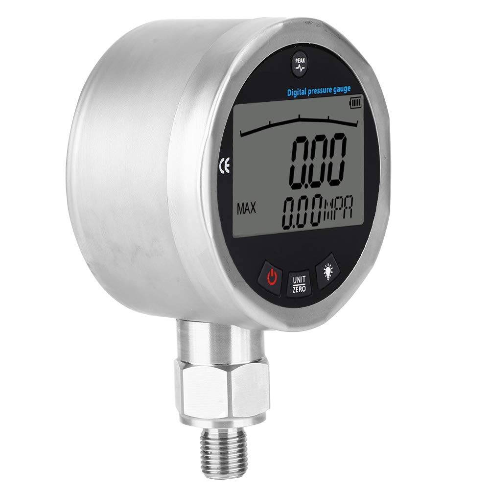 Digital Hydraulic Pressure Gauge 400BAR 0-40Mpa 10000PSI Stainless Steel - Heavy Duty Industrial Air Compressor System Monitor for Oil, Gas & Water Pressure Testing