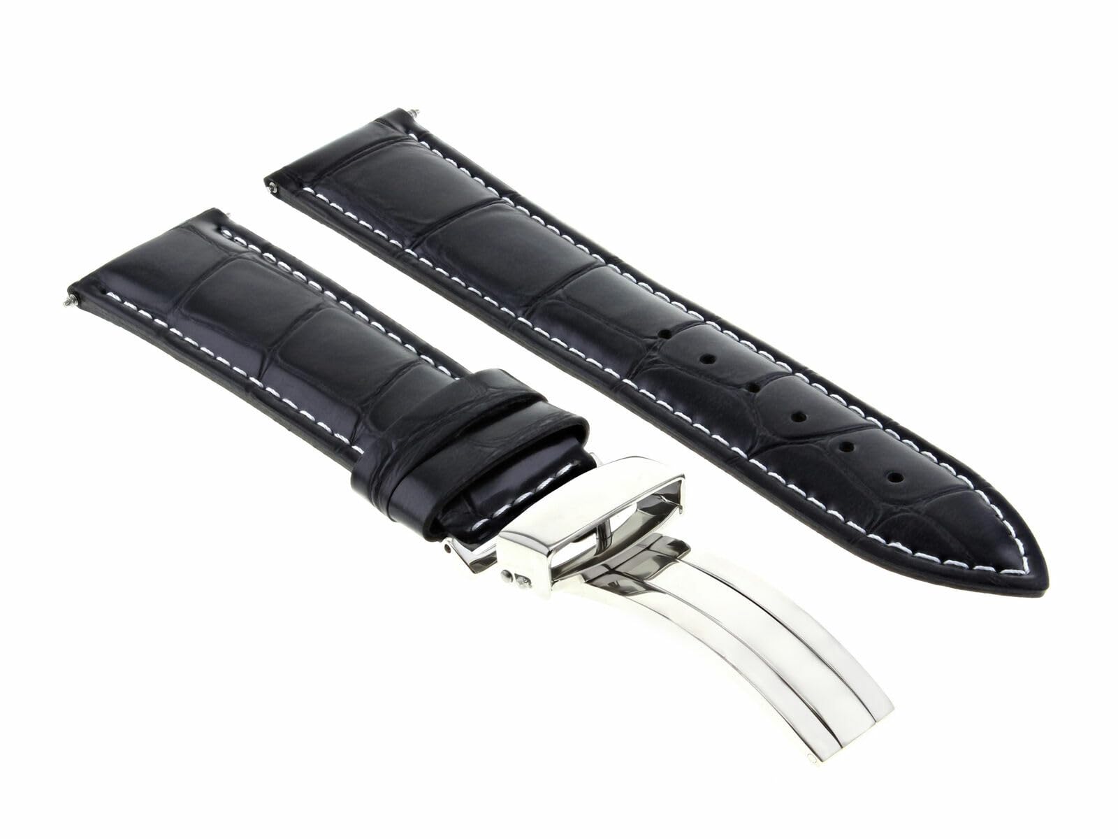 22mm Genuine Leather Watch Band Strap with Buckle - Compatible with Invicta Russian Black Watches - Durable Replacement Strap for Men's & Women's Watches - Perfect for Business, Casual & Formal Occasions