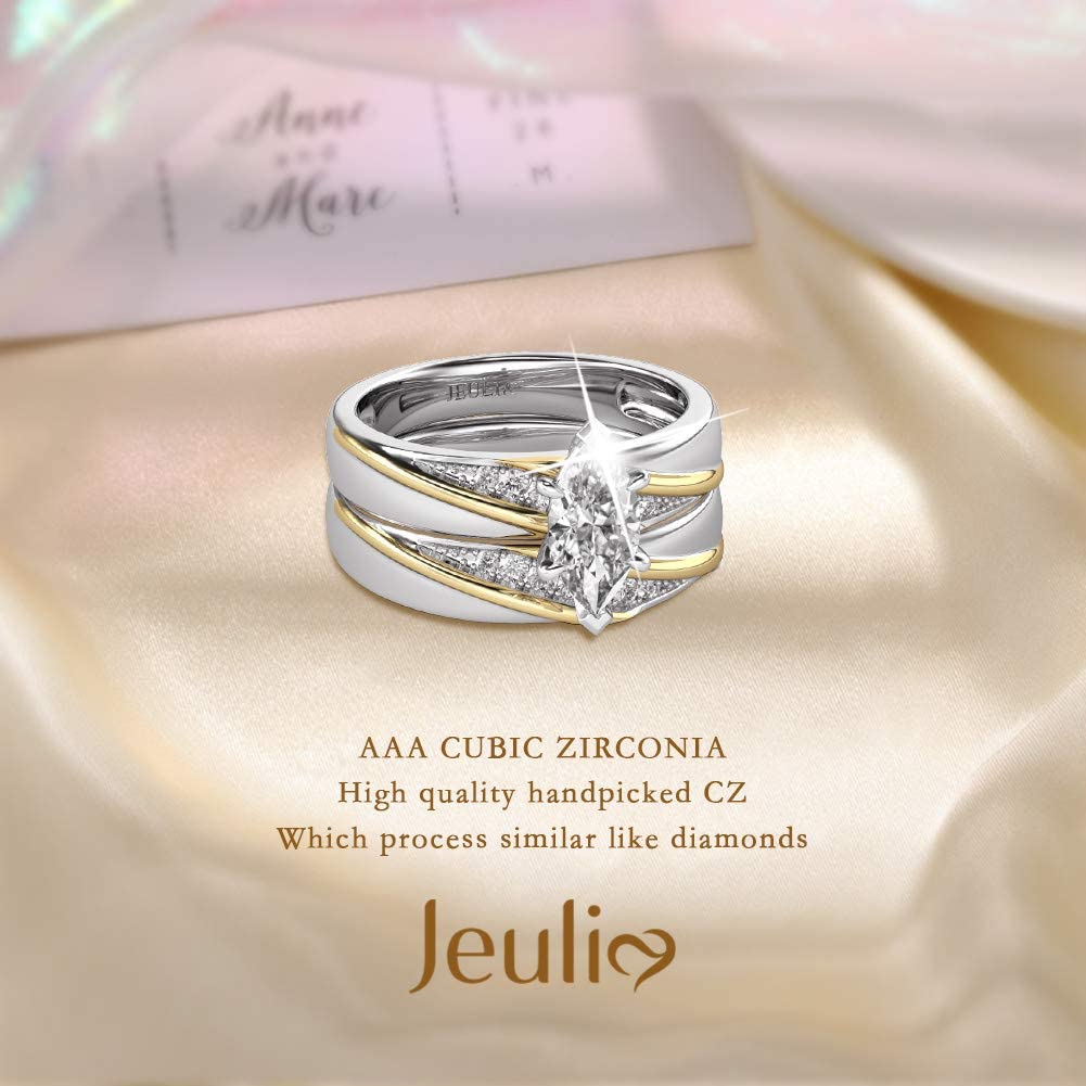Jeulia 925 Sterling Silver Wedding & Engagement Rings for Women - 1.6ct Primary Stone + 0.32ct Side Stone Bridal Set, Anniversary Promise Ring - Perfect for Proposals, Weddings & Special Occasions