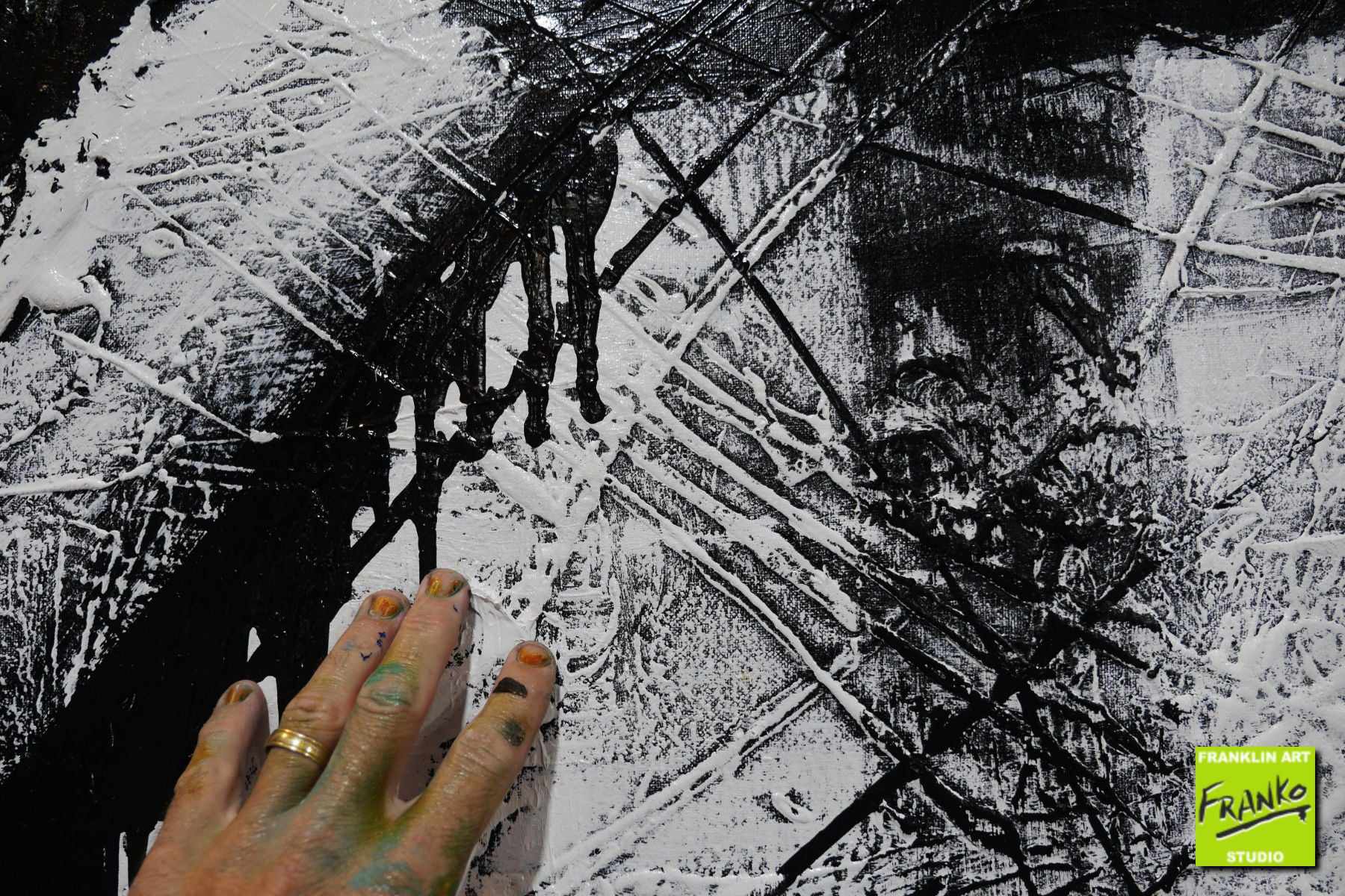 160cm x 100cm Black White Textured Abstract Geometry Painting - Modern Square Wall Art for Living Room, Bedroom & Office Decor