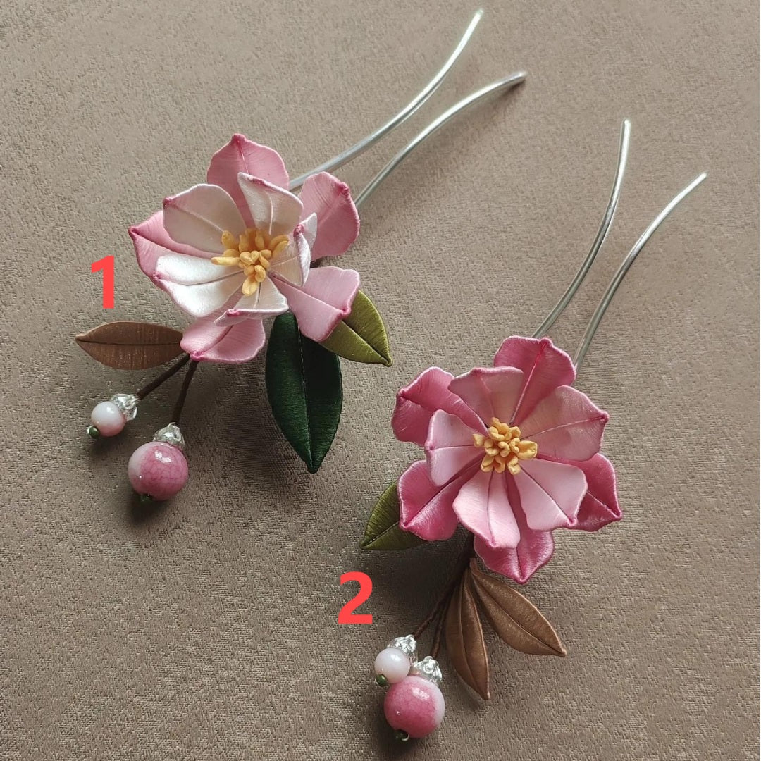 Handmade Silk Hairpin - Elegant Floral Hair Accessory for Women | Perfect for Weddings, Parties, and Traditional Chinese Outfits