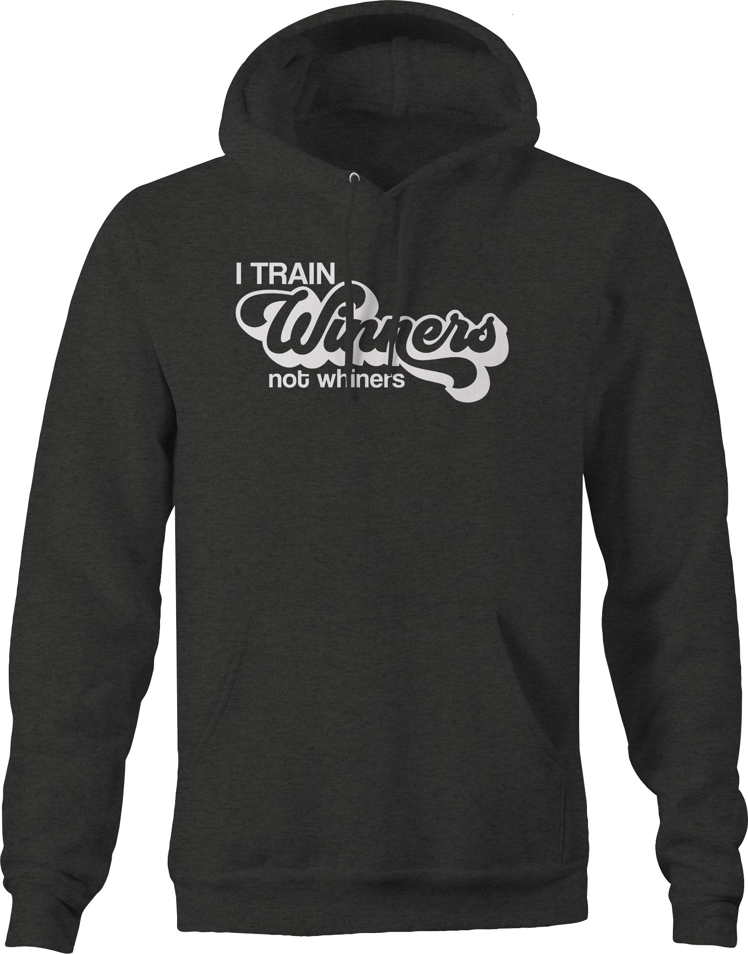 Funny Personal Trainer Hoodie for Men - 'I Train Winners Not Whiners' Fitness Motivational Sweatshirt - Dark Grey Workout Gym Apparel for Coaches & Athletes