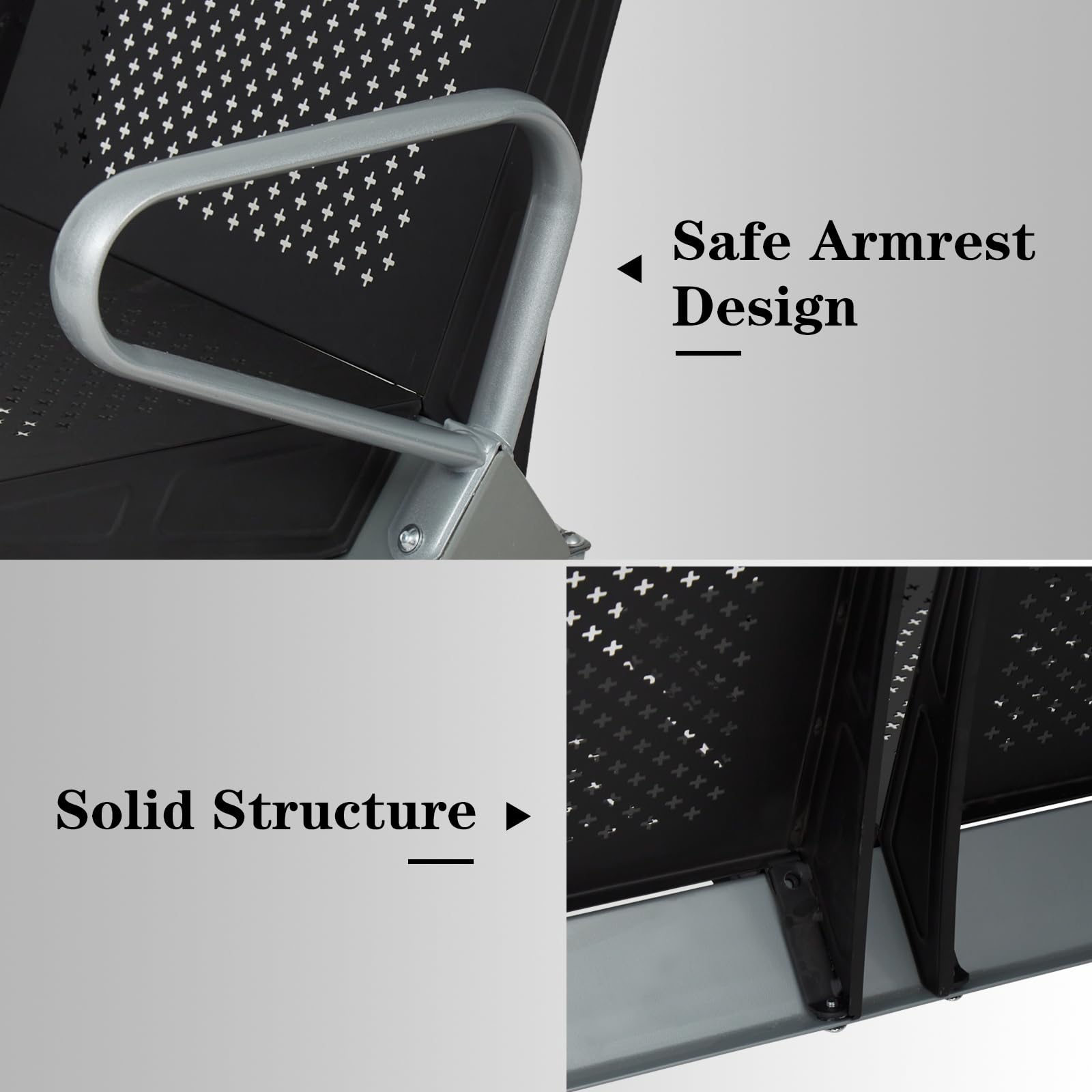 Kinfant 3-Seat Waiting Room Chairs - Comfortable Reception Bench for Office, Airport, Bank, Hospital, Salon & Conference Room - Perfect for Guest Seating in High-Traffic Areas