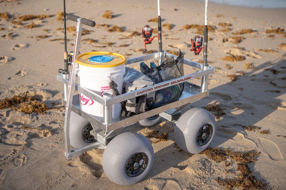 Alumacart Calypso Cruiser - Heavy Duty Rust Resistant Beach Wagon with Fishing Rod Holders | All-Terrain Utility Cart for Sand, Camping & Outdoor Adventures