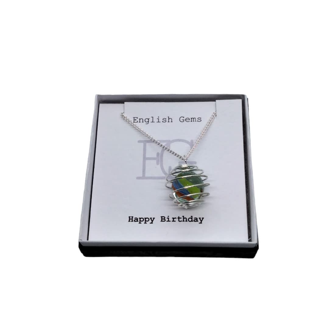 Vintage Marble Necklace - Handmade Glass Game Piece Jewelry for Women, Gift Box Included | Elegant Birthday, Anniversary, or Bridesmaid Present for Her