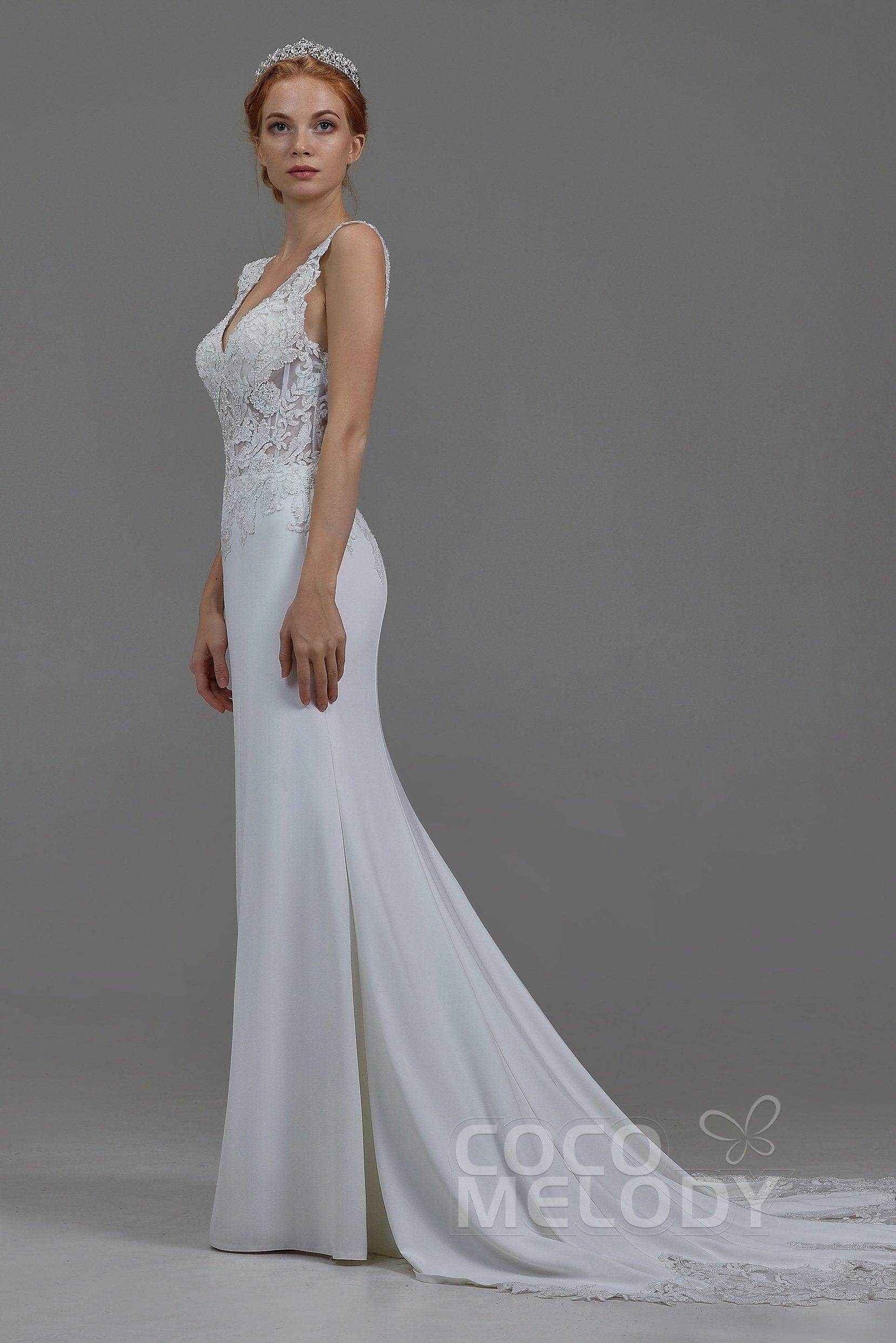 Elegant Mermaid Chapel Train Knitted Wedding Dress LD5816 - Perfect for Beach, Church, and Formal Wedding Ceremonies