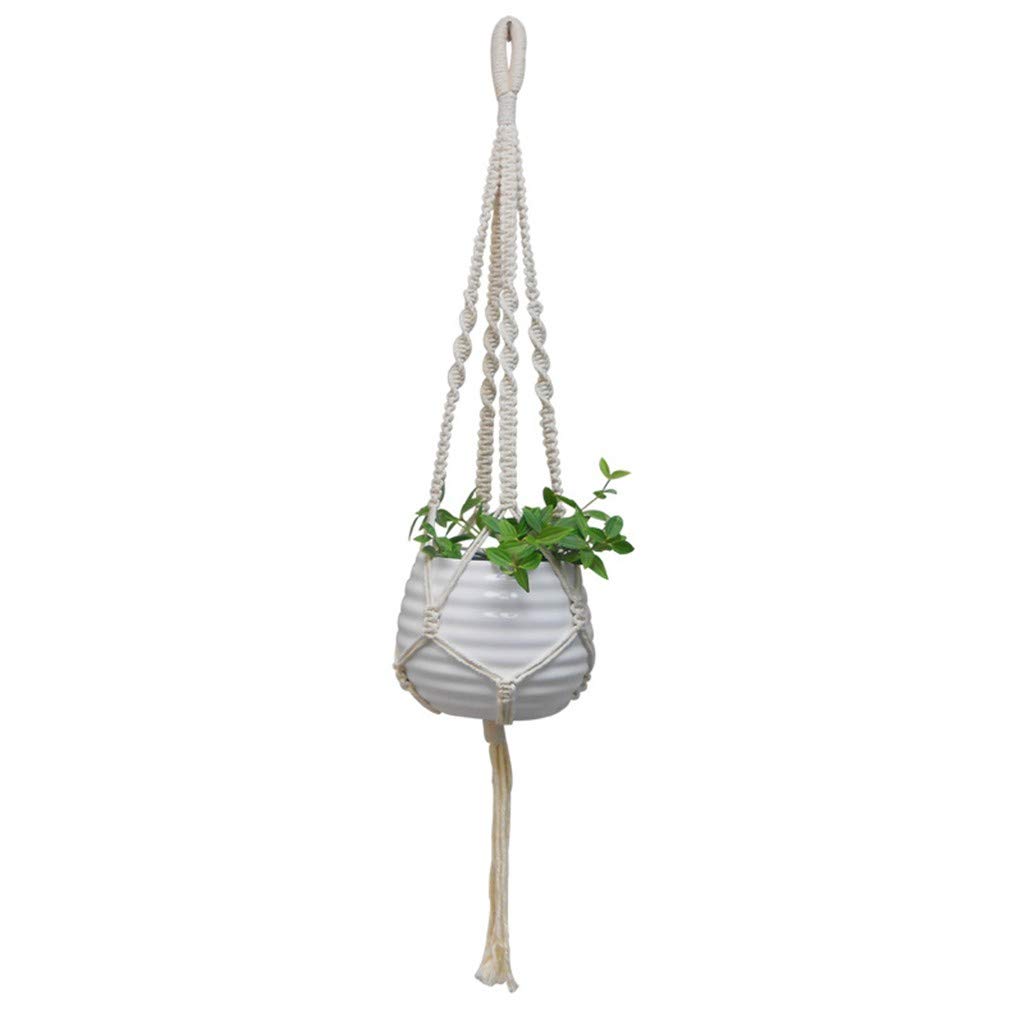 Macrame Plant Hanger with Wood Beads - Handmade Wall Hanging Planter Basket for Indoor Plants, Boho Home Decor for Living Room, Bedroom & Balcony