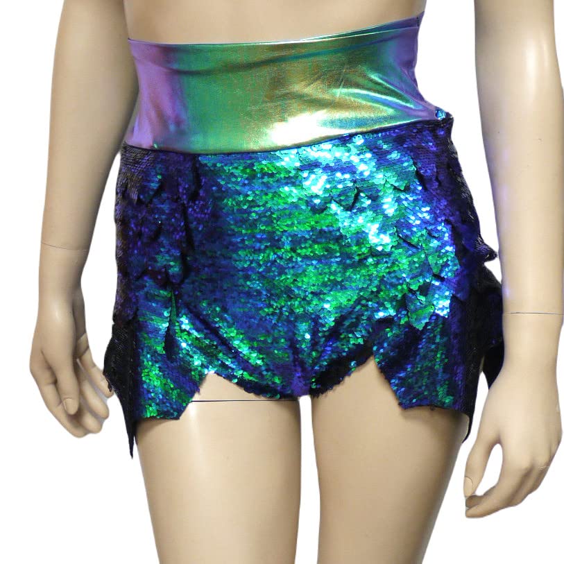 Ariel Iridescent Dragon Scale Mermaid Siren Rave Shorts - Sexy Costume for Women, Halloween Party, Cosplay, Festival & Rave Outfits