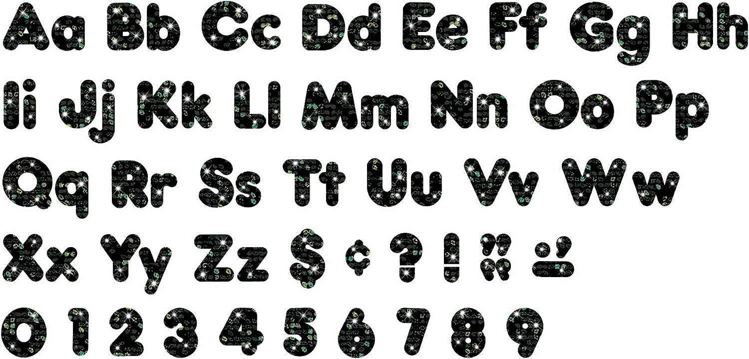 Black Sparkle 4 Casual Combo Ready Letters - Alphabet Decorative Letters for DIY Crafts, Home Decor, Scrapbooking & Party Decorations