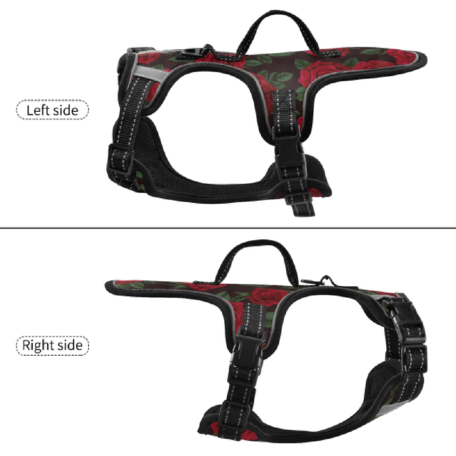Xigua Rose Flower Dog Harness - No Pull Reflective Pet Vest for Small & Medium Dogs, Breathable Nylon Handle - Perfect for Walking, Training & Nighttime Safety