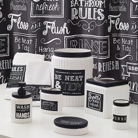 Avanti Linens Toothbrush Holder - Modern Bathroom Countertop Organizer with Non-Slip Base, Water-Resistant Design for Home & Travel (Chalk It Up Collection) | Perfect for Bathrooms, Vanities, Dorm Rooms & RV Use