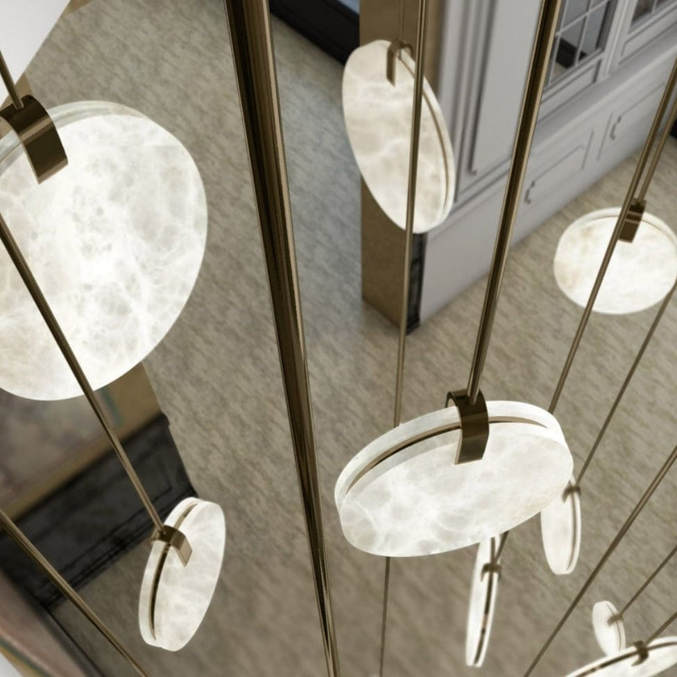 Alabaster Disc Pendant Light - Modern Minimalist Ceiling Fixture for Dining Room, Kitchen Island & Bedroom Lighting