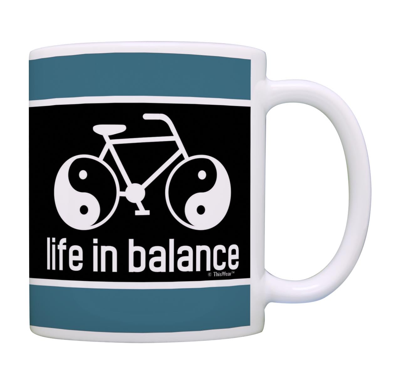 ThisWear Yin Yang Bike Enthusiast Mug - 11oz Ceramic Coffee Cup with Handle - Perfect Cycling Gift for Men & Women - Ideal for Morning Coffee, Office Use & Cycling Themed Gifts
