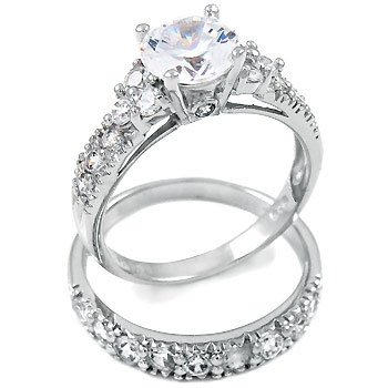 Elegant Sterling Silver Cubic Zirconia Wedding & Engagement Ring Set for Women - Perfect for Proposals, Anniversaries & Bridal Jewelry
