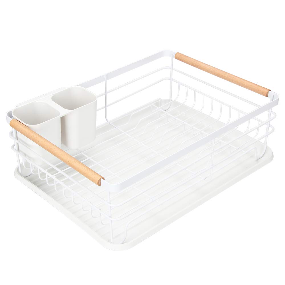 Modern Wooden Handle Dish Rack & Drain Board - 16.5