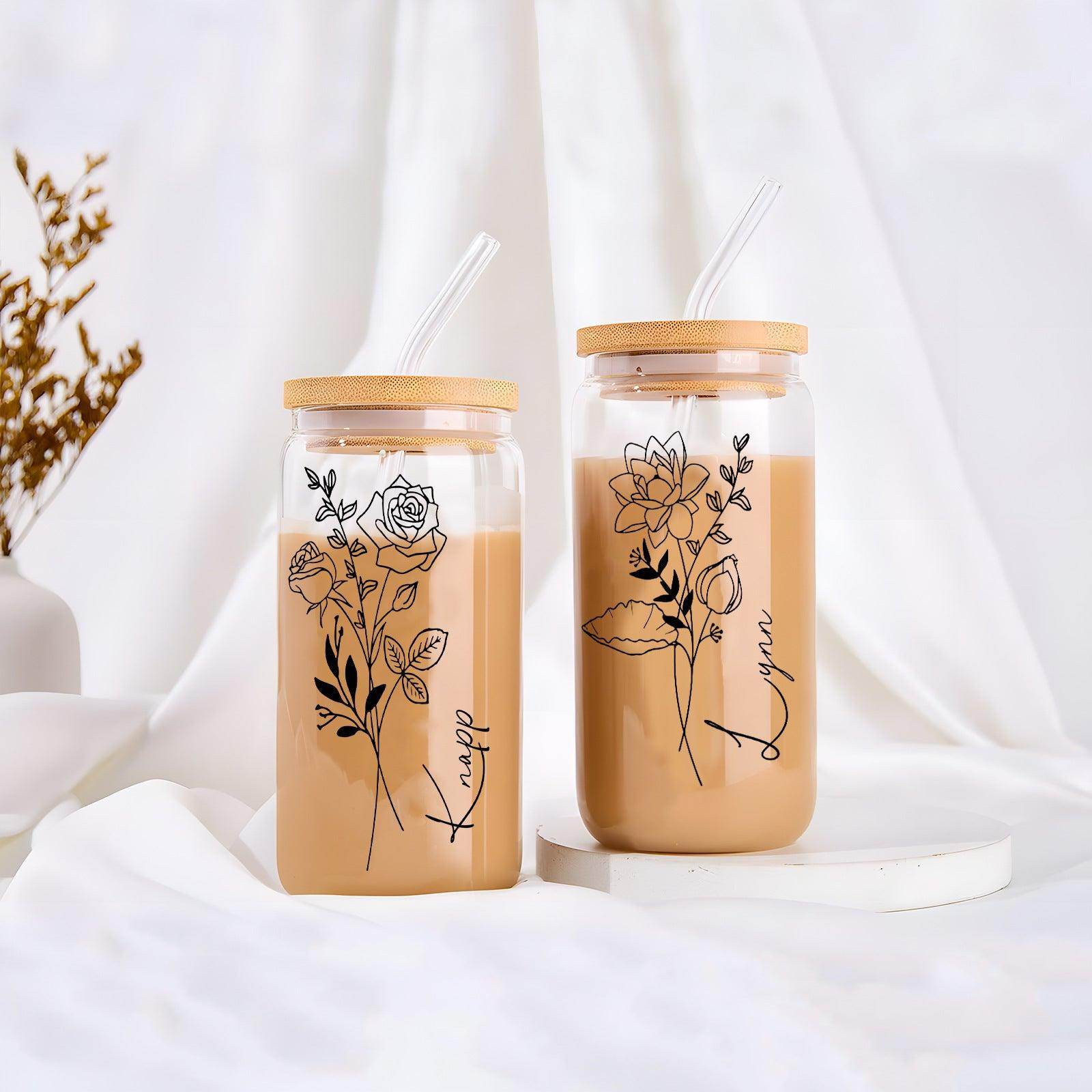 Eco-Friendly Glass Straw Cup with Custom Logo Printing - Creative Reusable Cola Cup for Home, Office & Outdoor Use - Model 808049780599